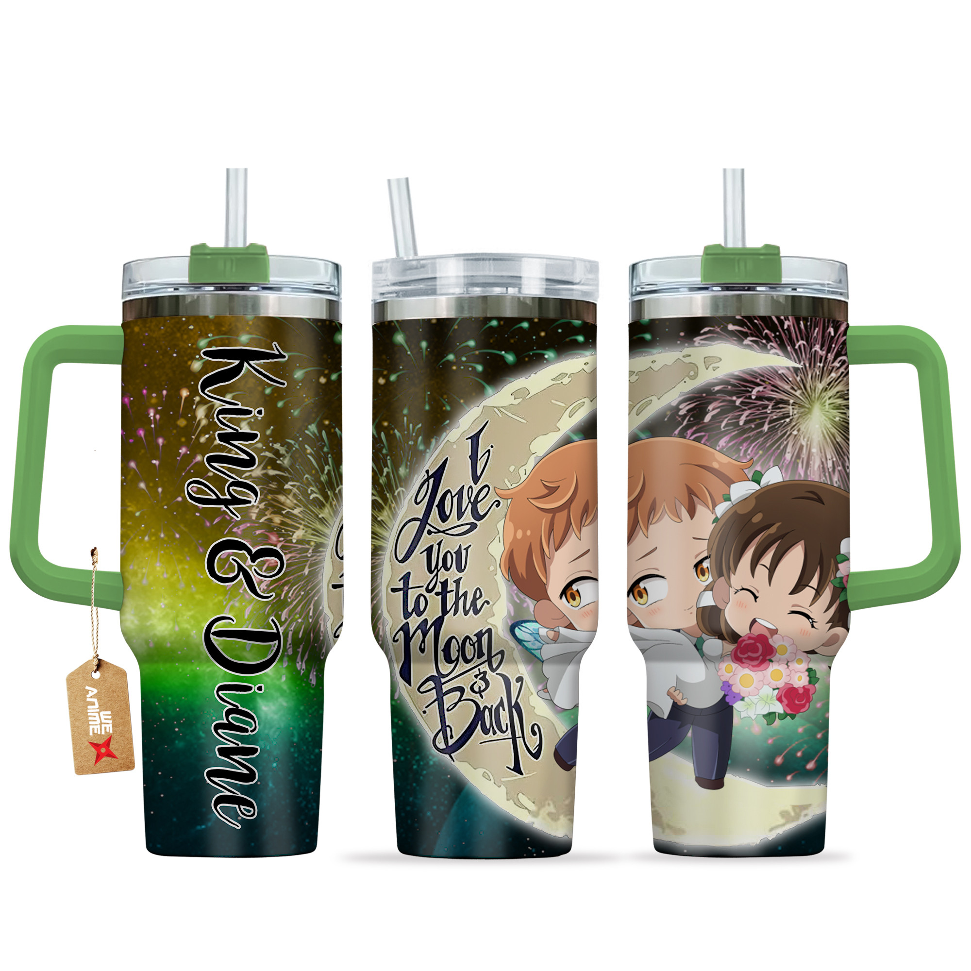 King & Diane The Seven Deadly Sins Anime Valentine Custom Stanley Quencher 40oz Stainless Steel Tumbler With Handle