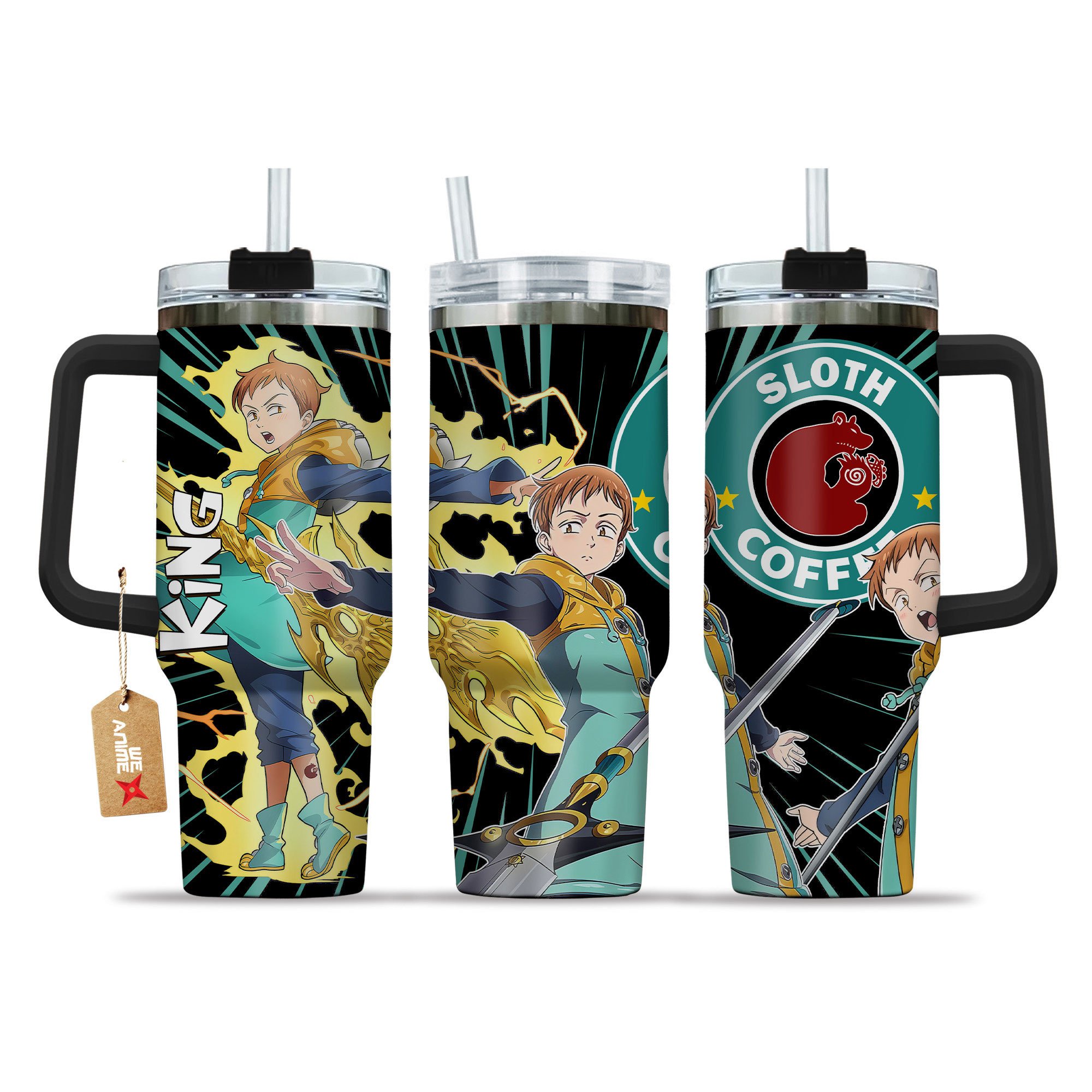 King The Seven Deadly Sins Anime Custom Stanley Quencher 40oz Stainless Steel Tumbler With Handle