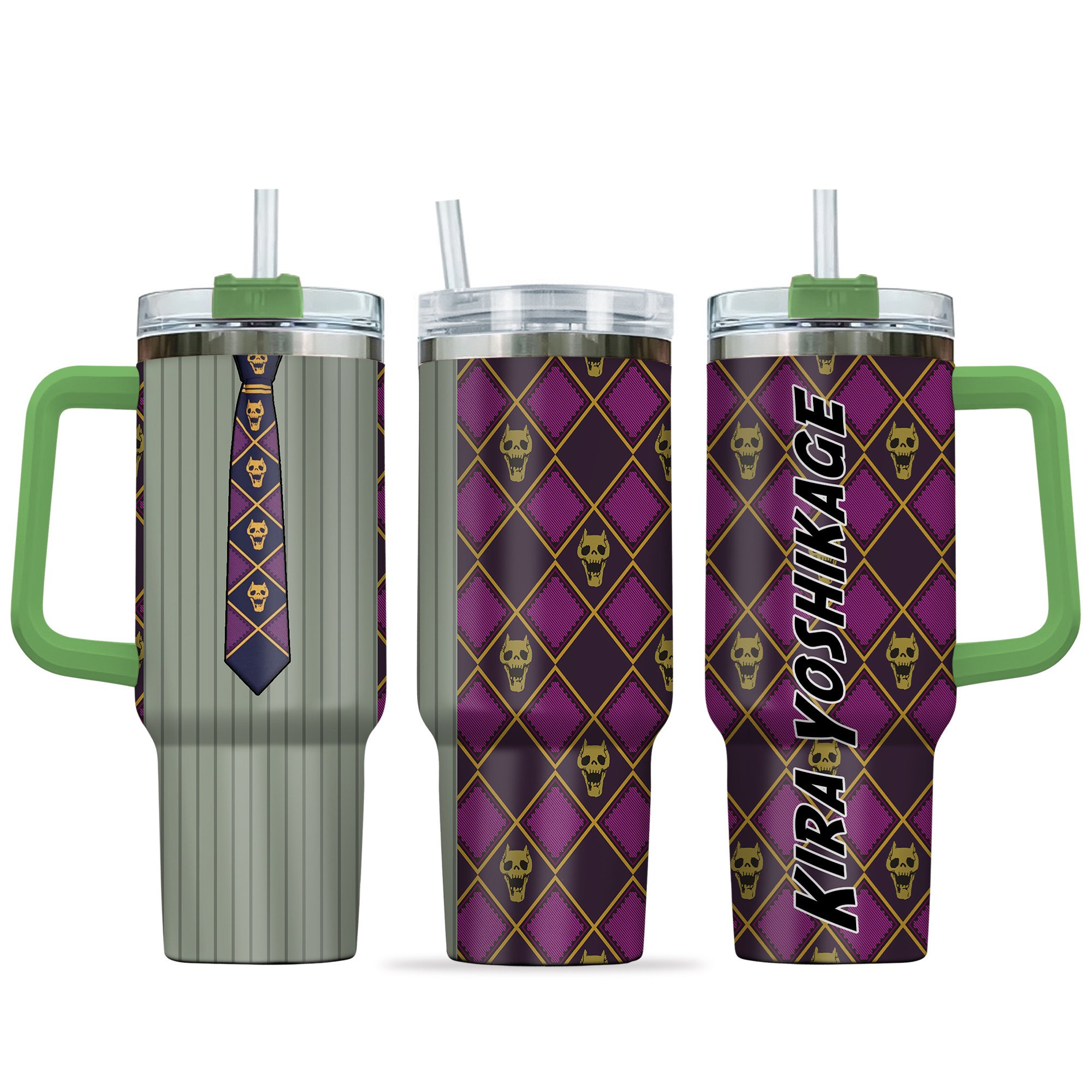 Kira Killer Queen JoJo's Bizarre Anime Custom Stanley Quencher 40oz Stainless Steel Tumbler With Handle