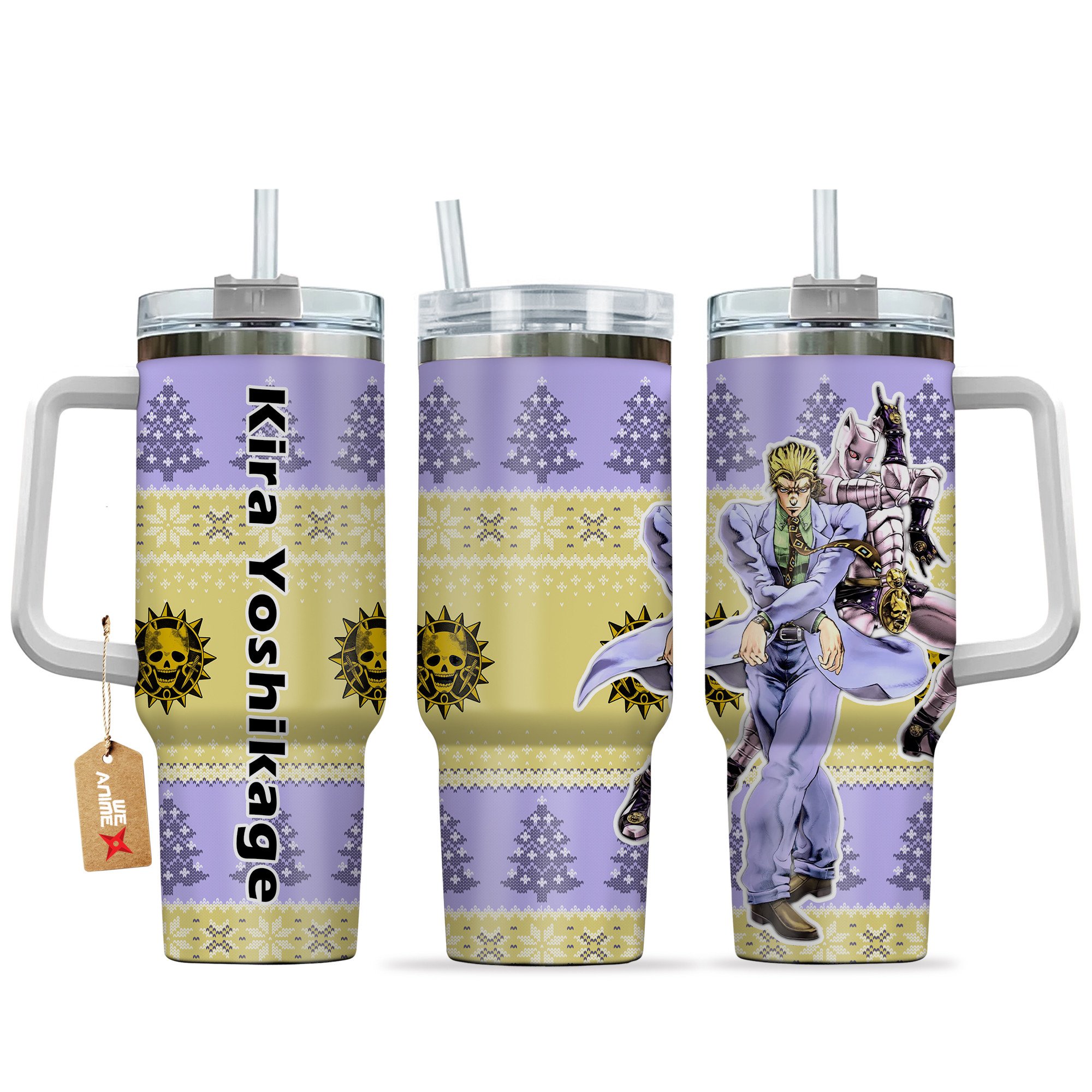 Kira Killer Queen JoJo's Bizarre Anime Custom Stanley Quencher 40oz Stainless Steel Tumbler With Handle