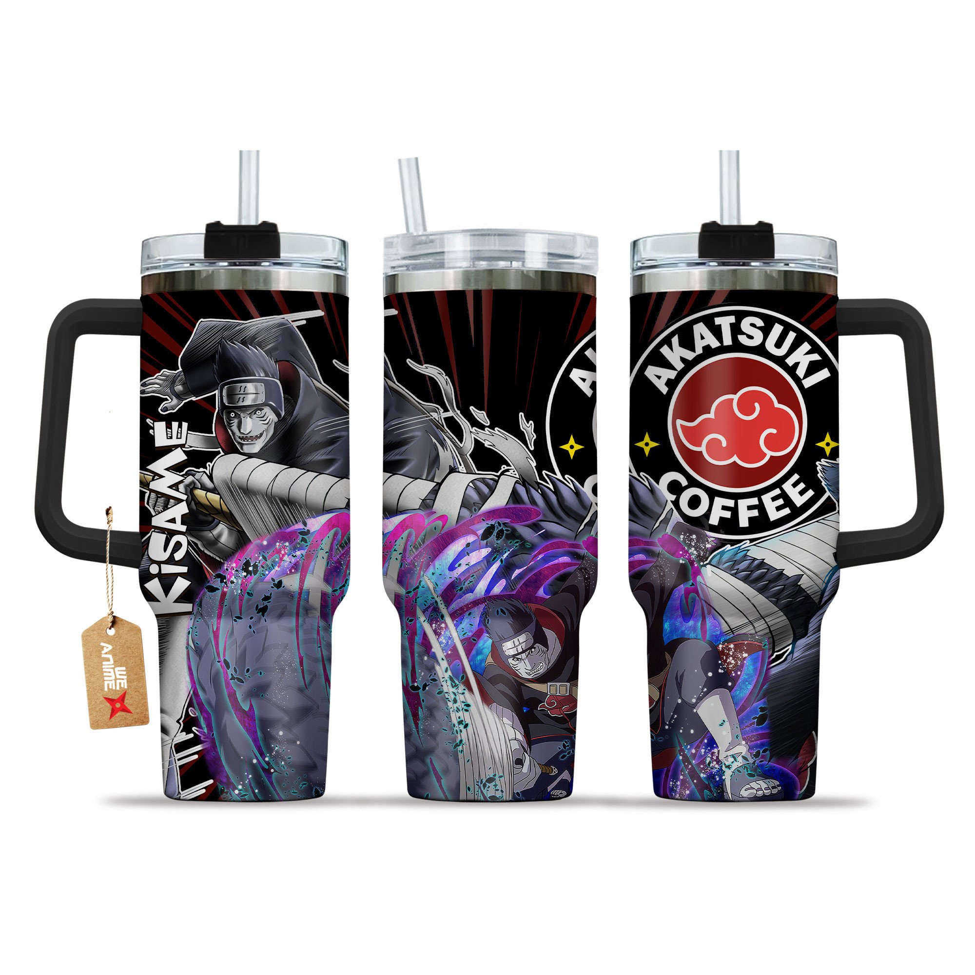 Kisame Hoshigaki Naruto Anime Custom Stanley Quencher 40oz Stainless Steel Tumbler With Handle