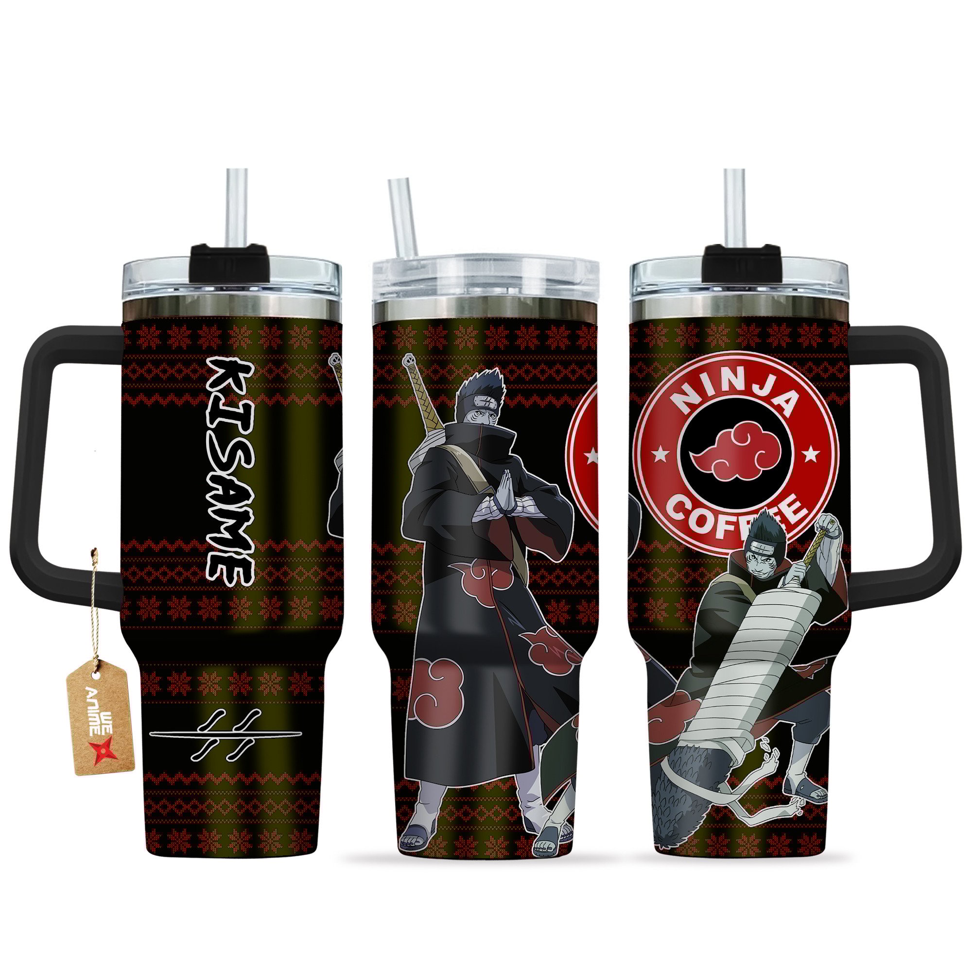 Kisame Hoshigaki Naruto Anime Custom Stanley Quencher 40oz Stainless Steel Tumbler With Handle