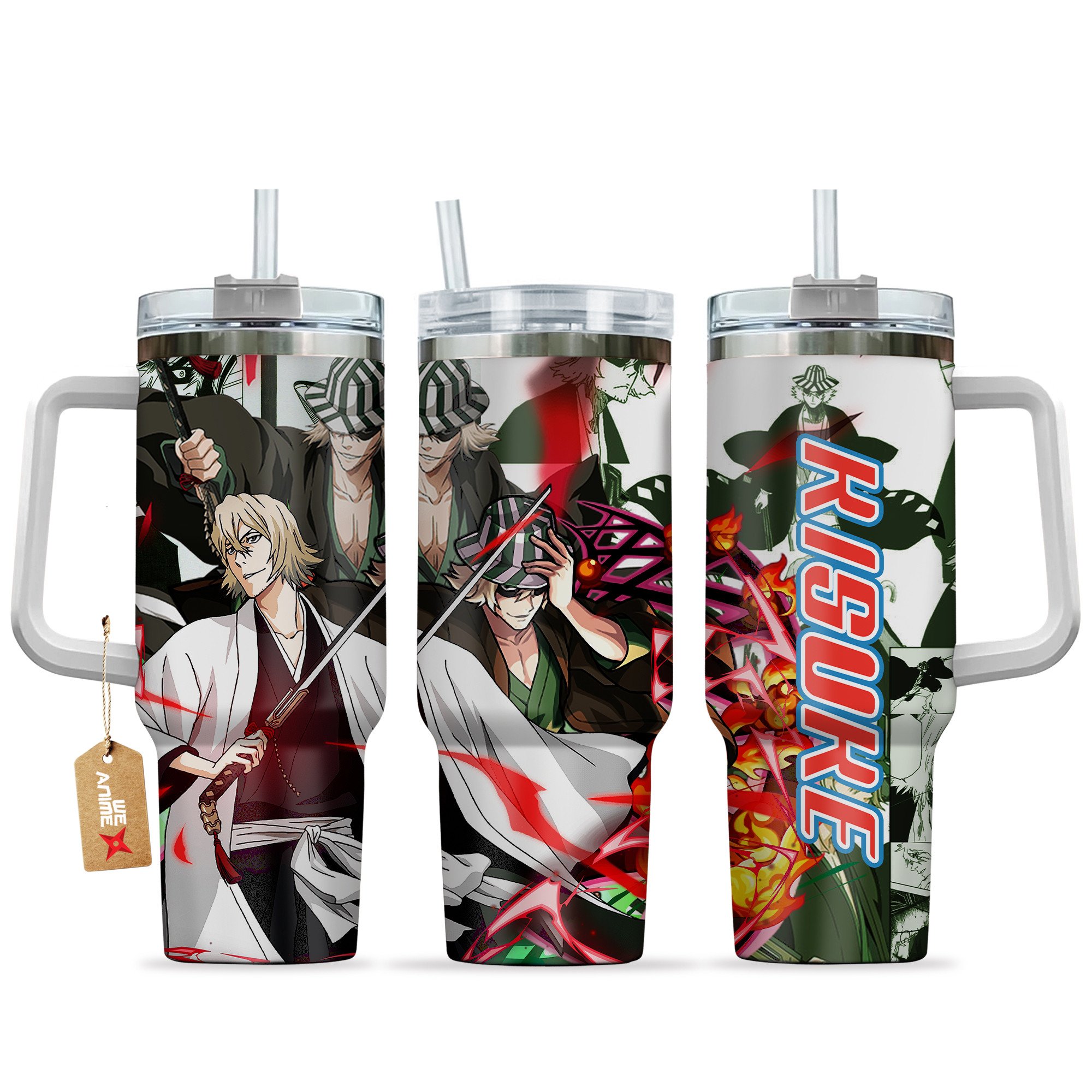 Kisuke Urahara Bleach Anime Custom Stanley Quencher 40oz Stainless Steel Tumbler With Handle