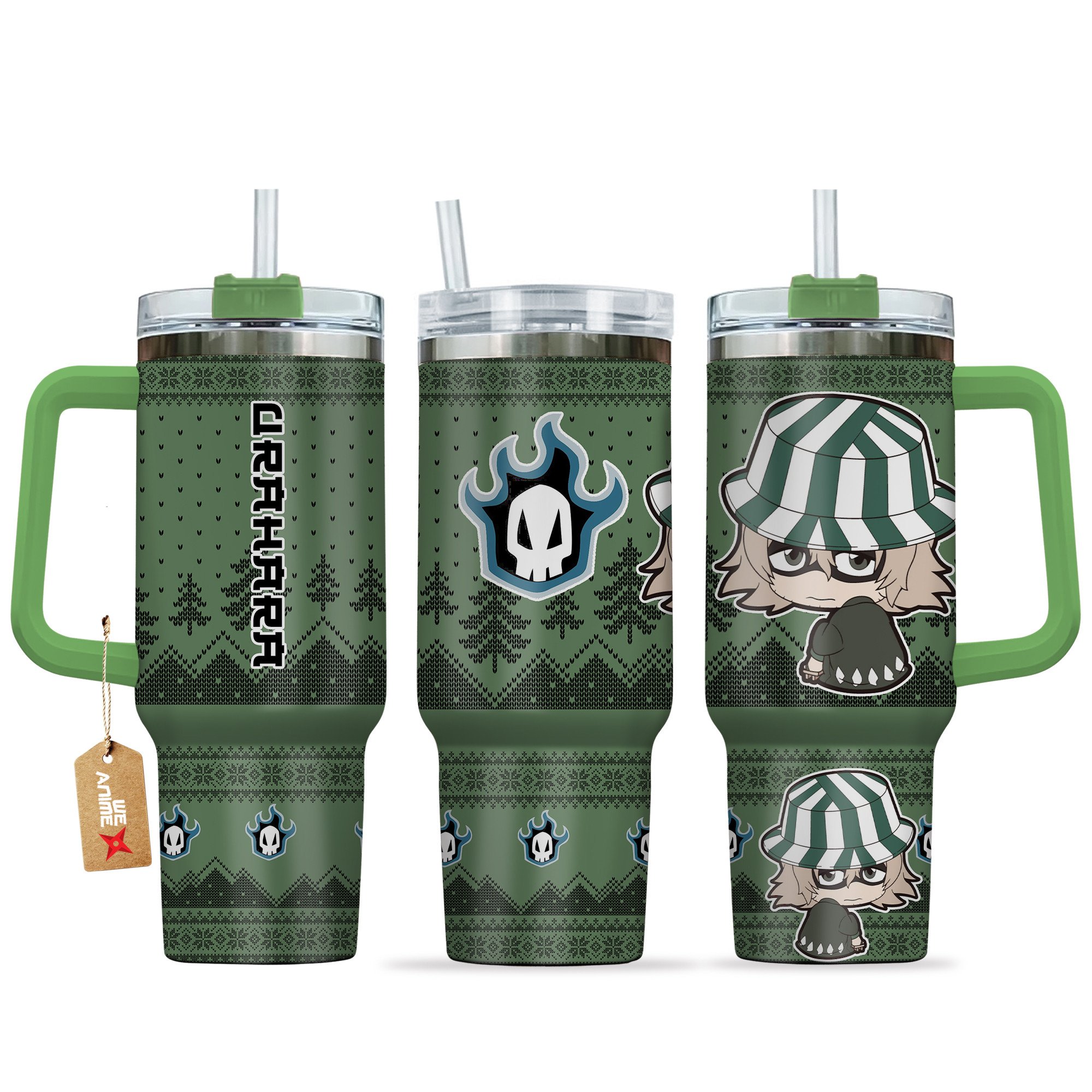 Kisuke Urahara Bleach Anime Custom Stanley Quencher 40oz Stainless Steel Tumbler With Handle