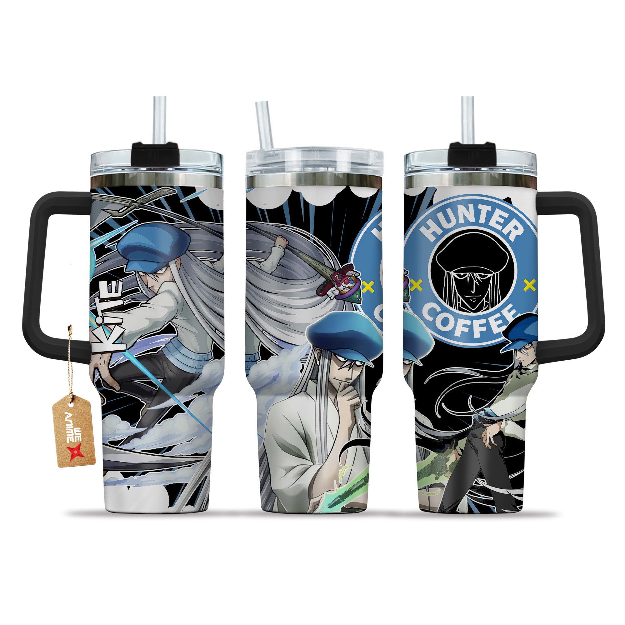 Kite Hunter x Hunter Anime Custom Stanley Quencher 40oz Stainless Steel Tumbler With Handle