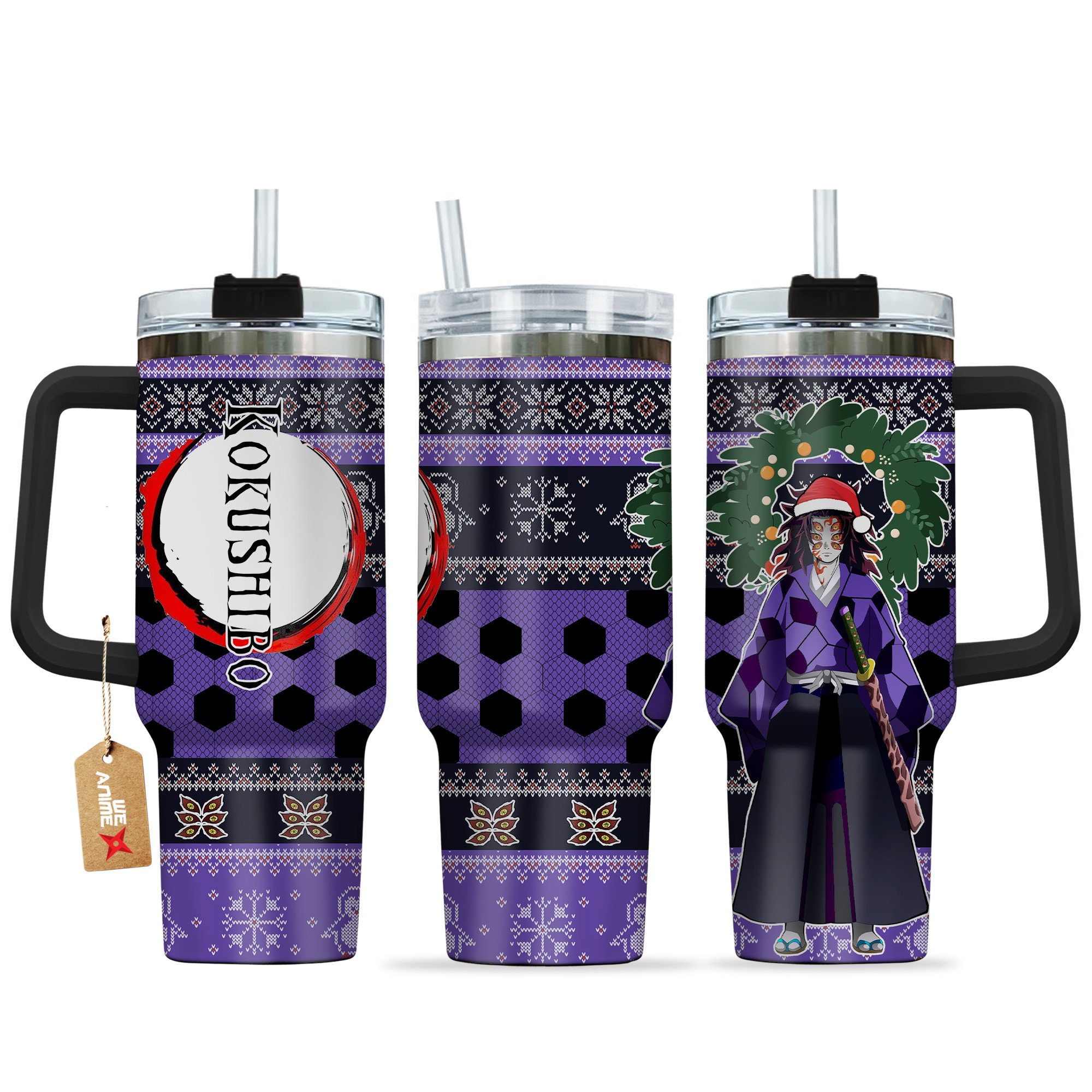 Kokushibo Demon Slayer Anime Custom Stanley Quencher 40oz Stainless Steel Tumbler With Handle