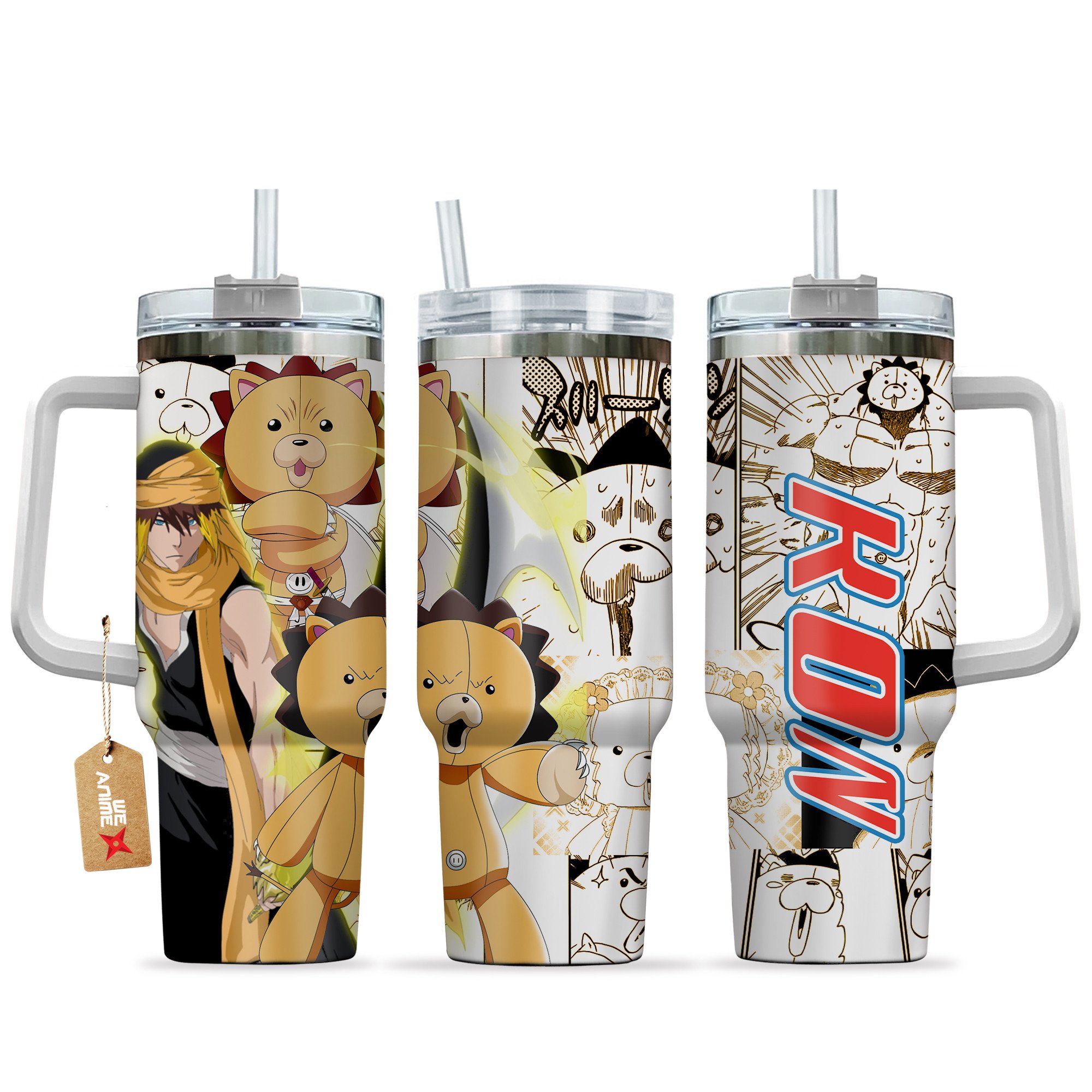 Kon Bleach Anime Custom Stanley Quencher 40oz Stainless Steel Tumbler With Handle