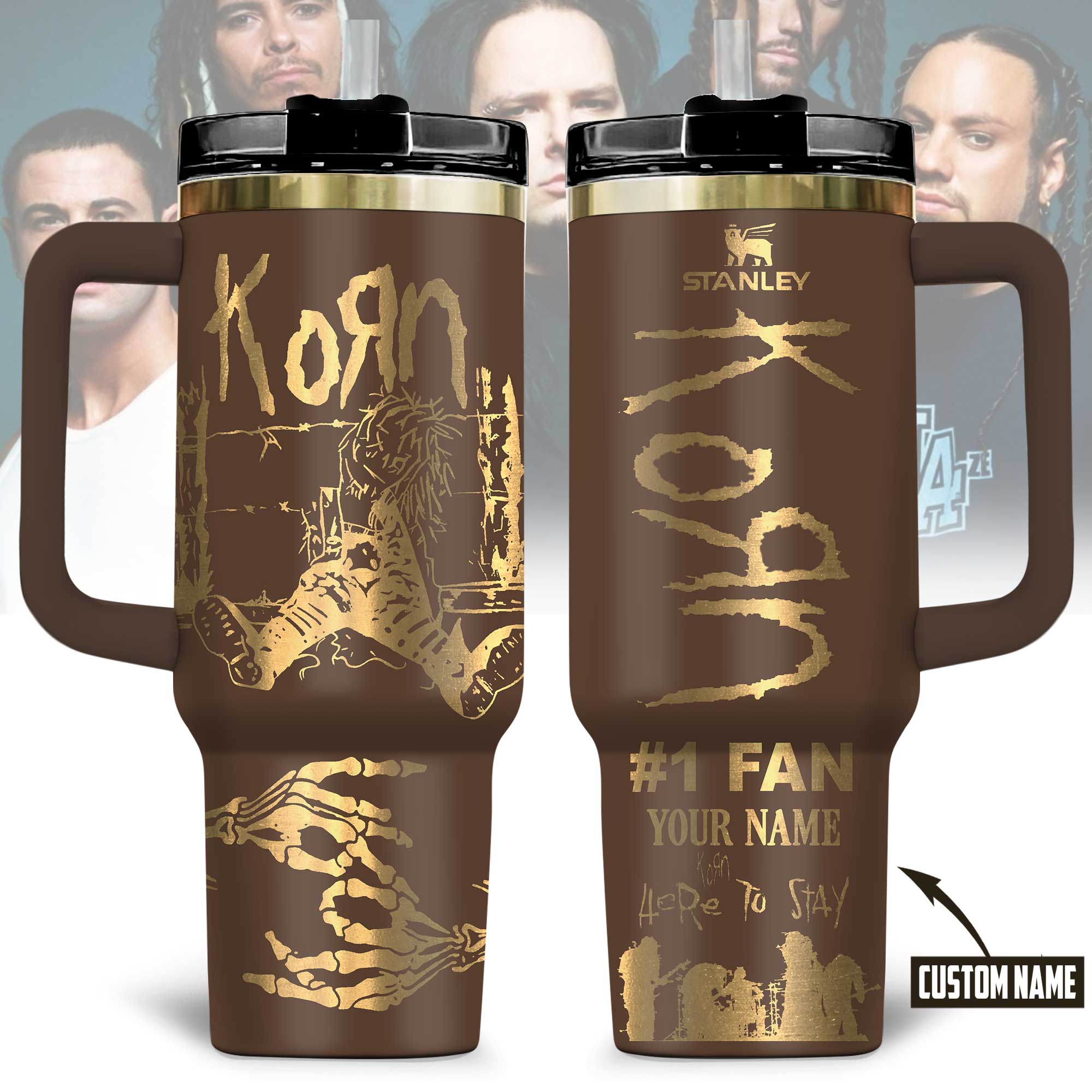 Korn Music Custom Stanley Quencher 40oz Stainless Steel Tumbler With Handle