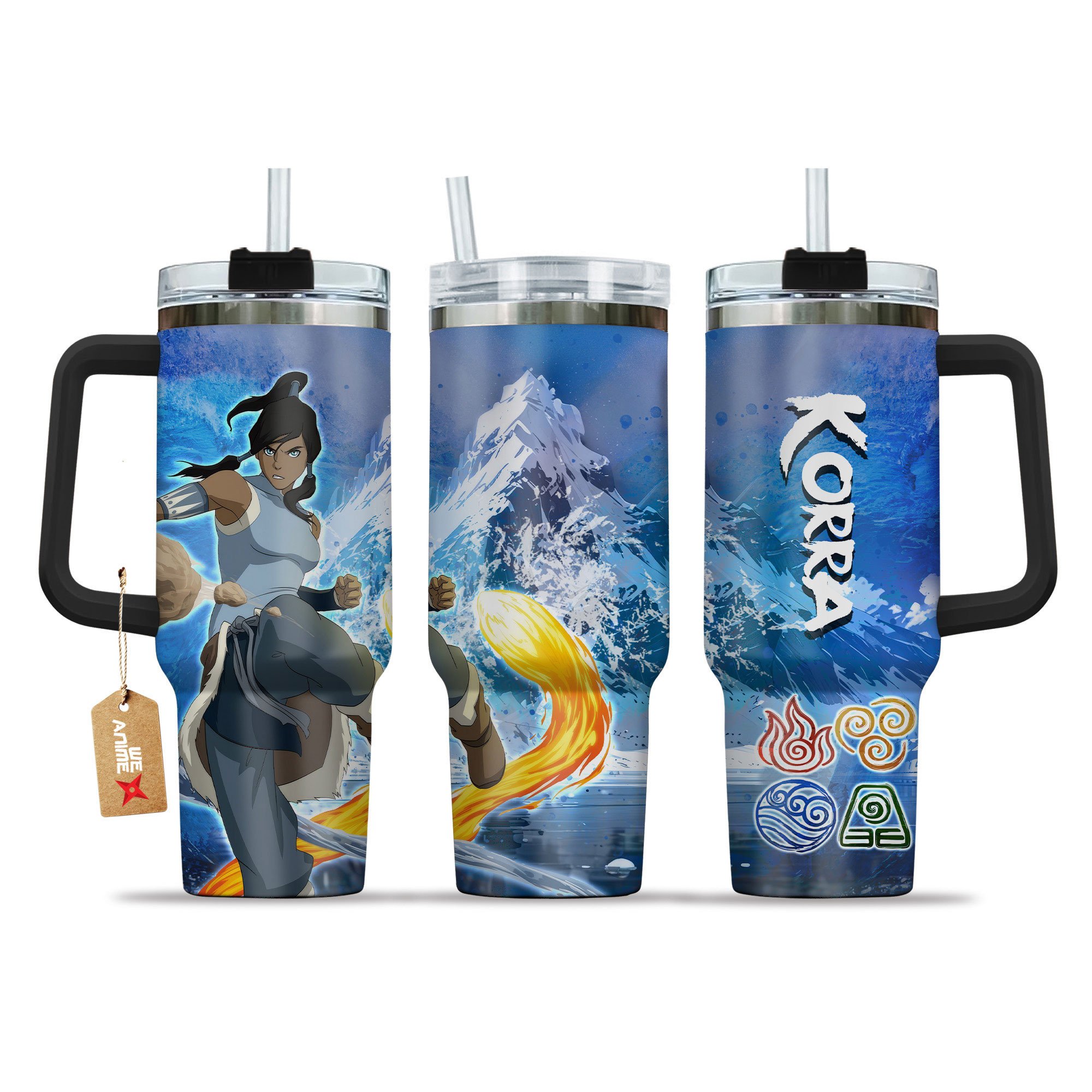 Korra Avatar Anime Custom Stanley Quencher 40oz Stainless Steel Tumbler With Handle