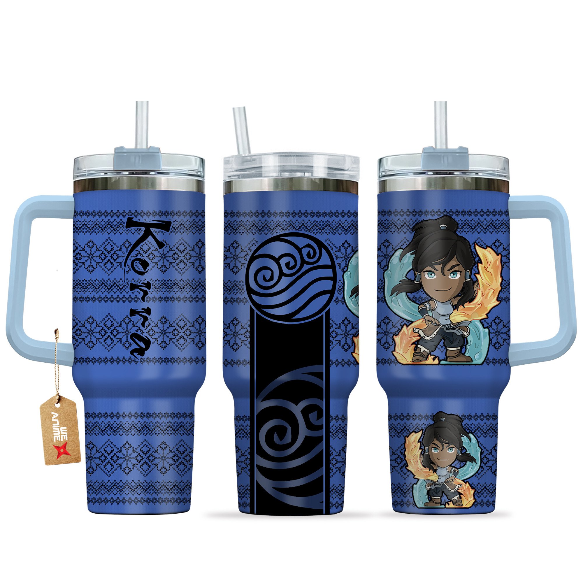 Korra Avatar Anime Custom Stanley Quencher 40oz Stainless Steel Tumbler With Handle