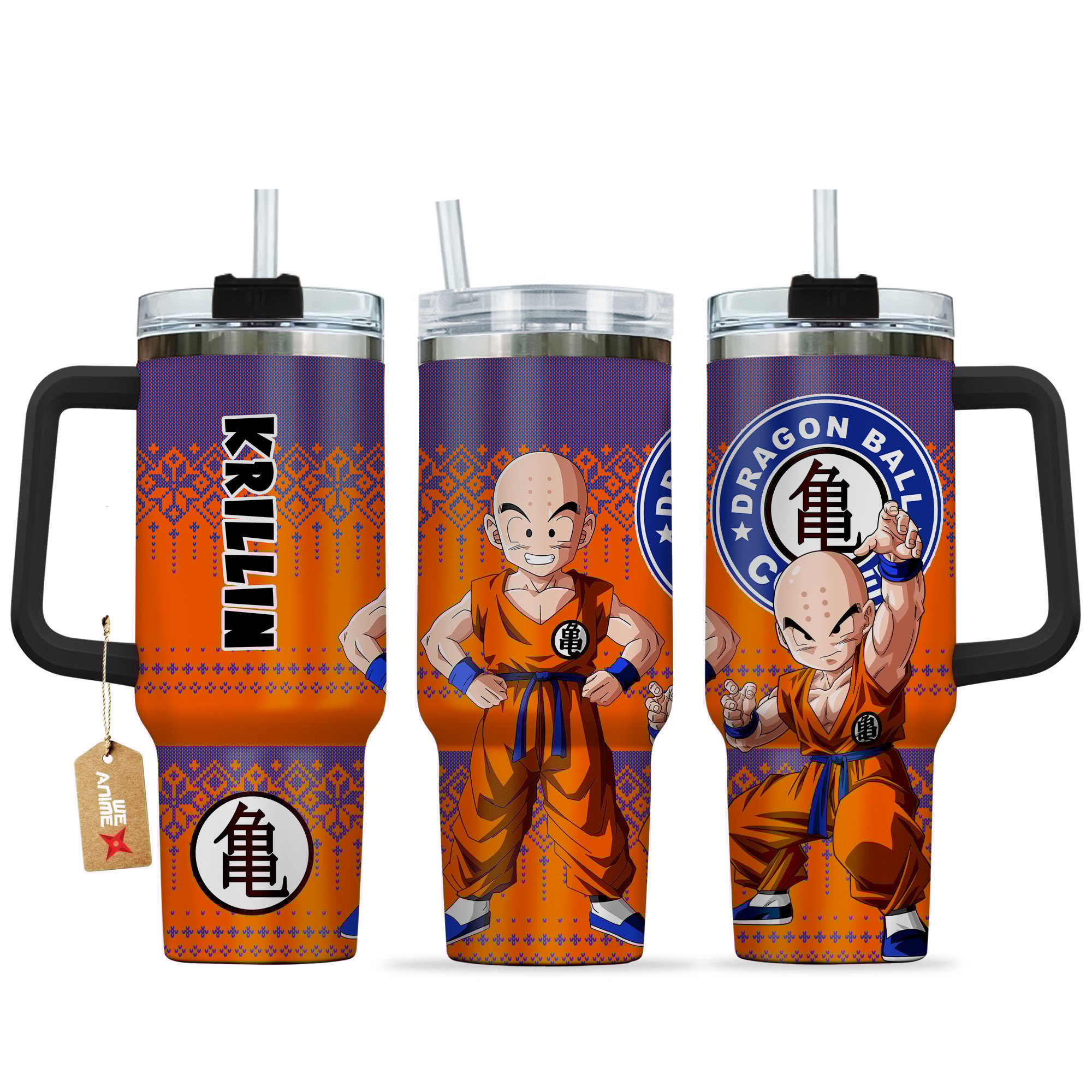 Krillin Dragon Ball z Anime Custom Stanley Quencher 40oz Stainless Steel Tumbler With Handle