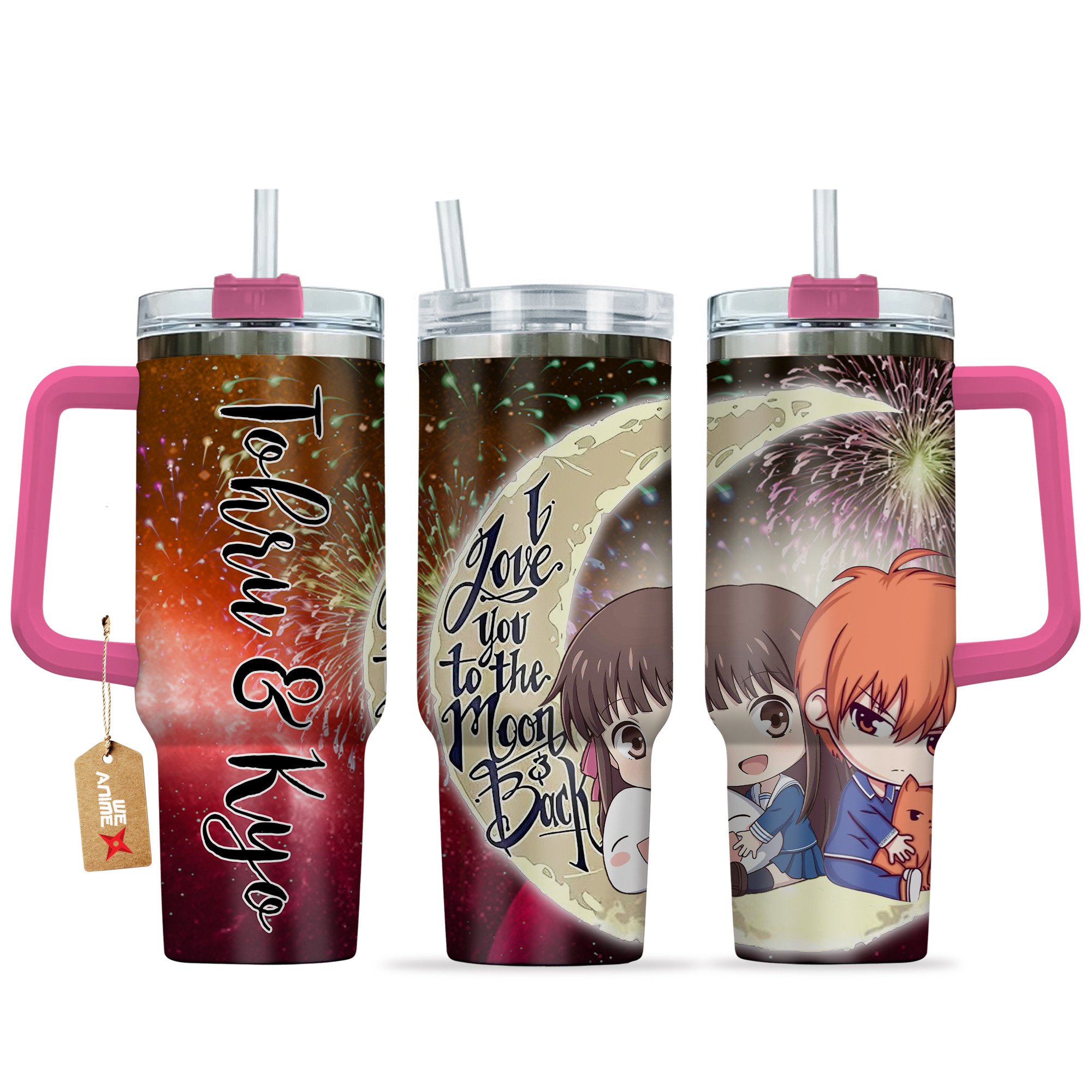Kyo Sohma & Tohru Fruits Basket Anime Valentine Custom Stanley Quencher 40oz Stainless Steel Tumbler With Handle