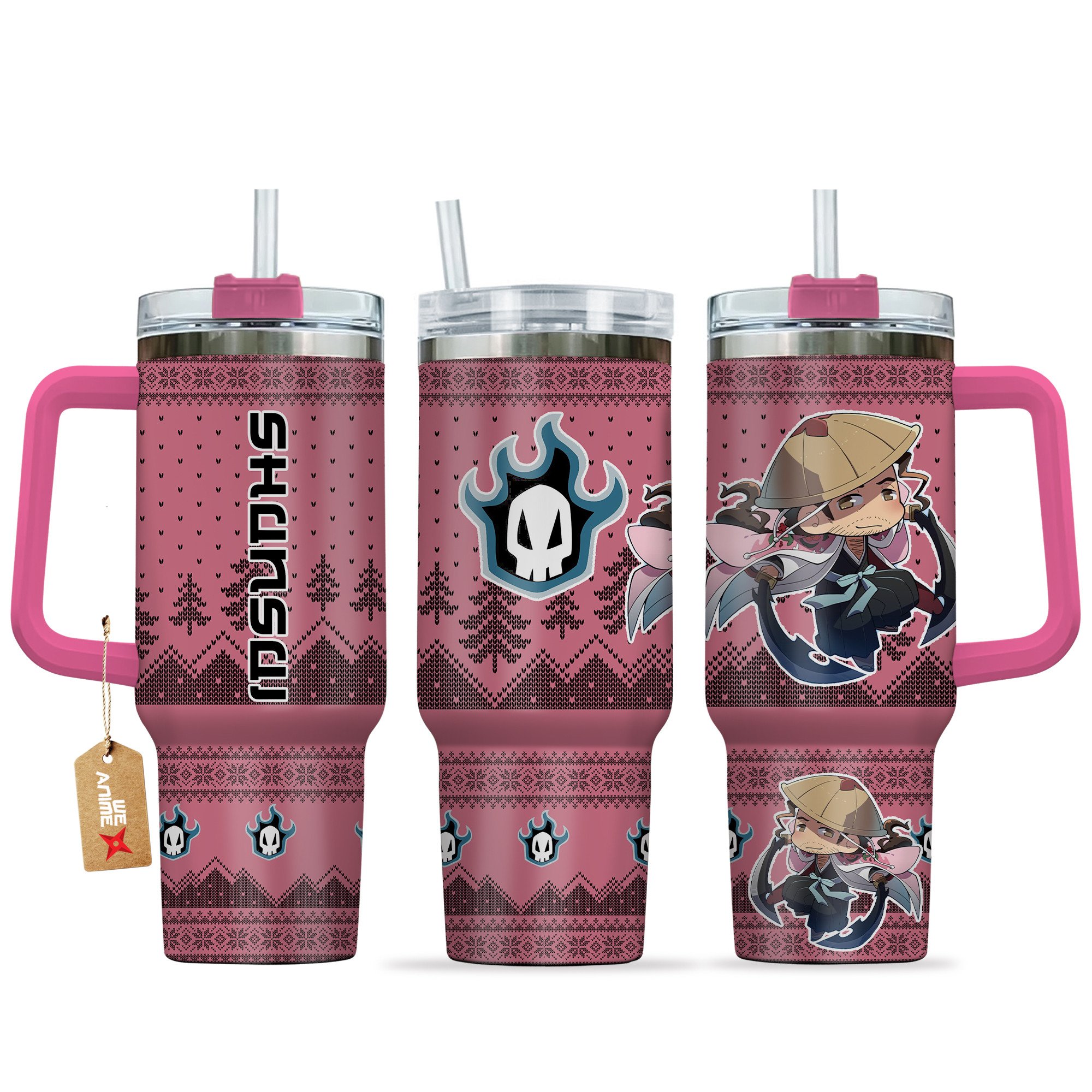 Kyoraku Shunsui Bleach Anime Custom Stanley Quencher 40oz Stainless Steel Tumbler With Handle