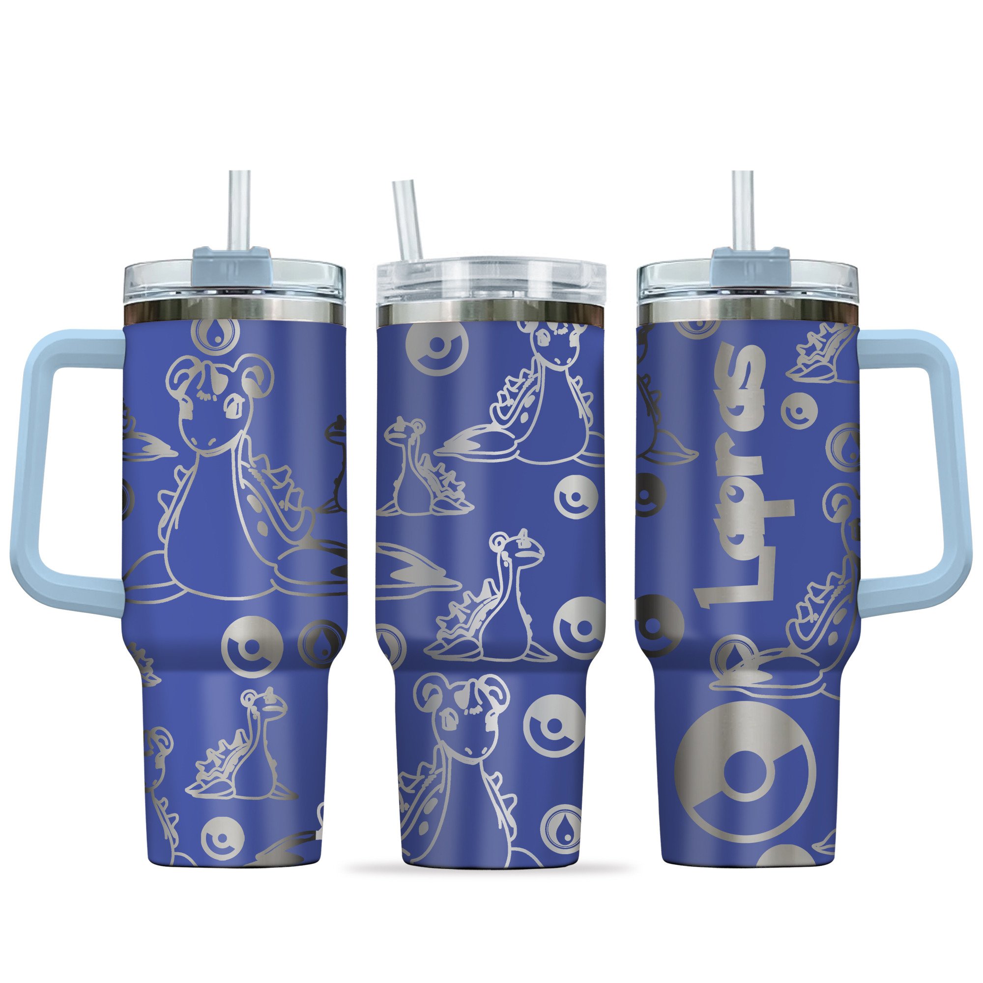 Lapras Pokemon Anime Custom Stanley Quencher 40oz Stainless Steel Tumbler With Handle