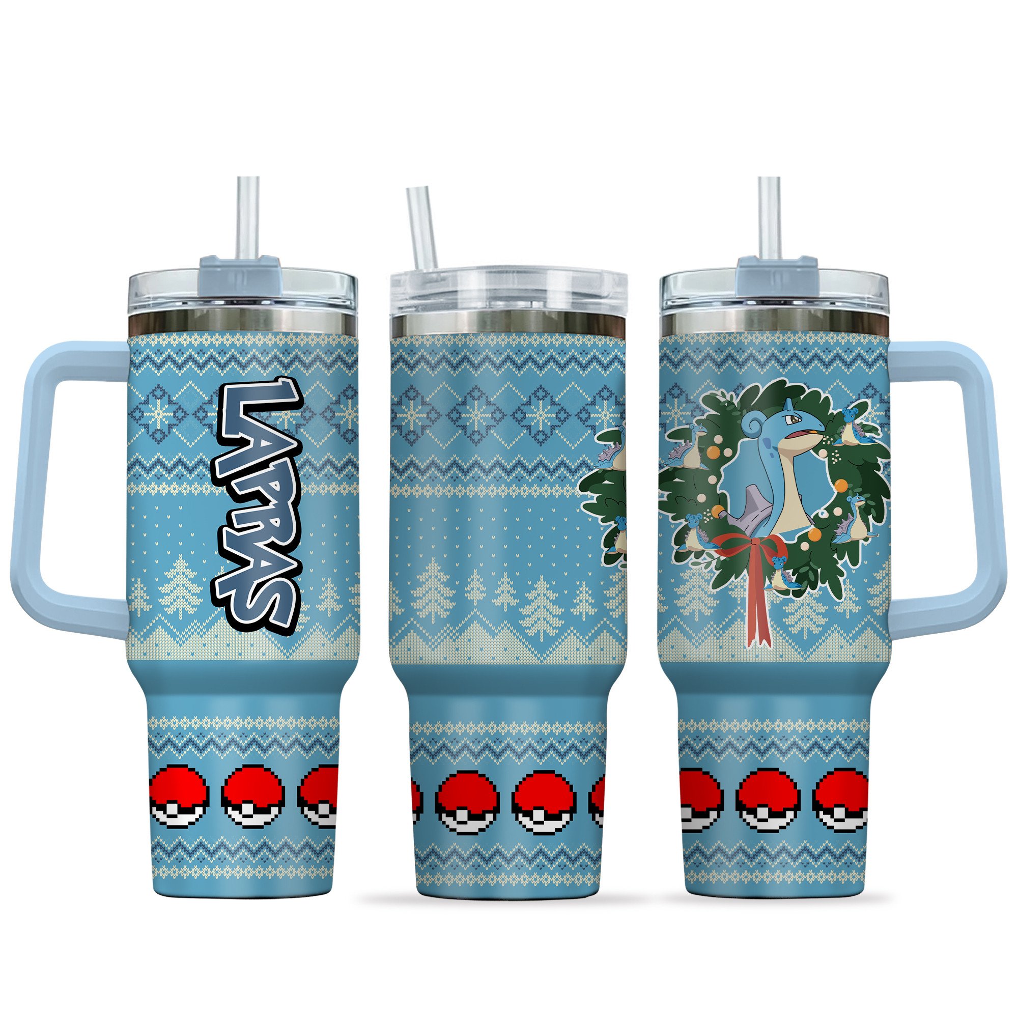 Lapras Pokemon Anime Custom Stanley Quencher 40oz Stainless Steel Tumbler With Handle