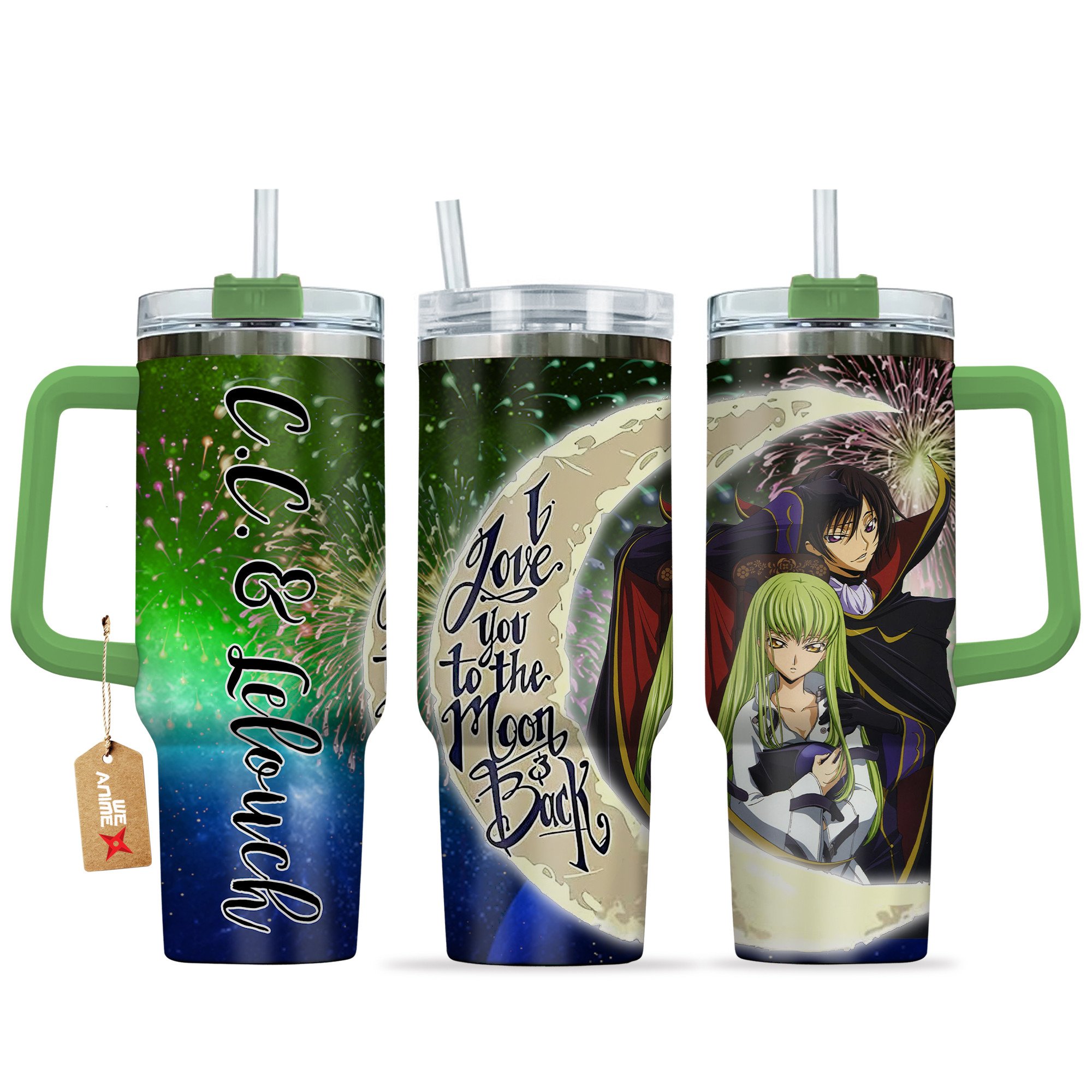 Lelouch vi Britannia & C.C. Code Geass Anime Valentine Custom Stanley Quencher 40oz Stainless Steel Tumbler With Handle