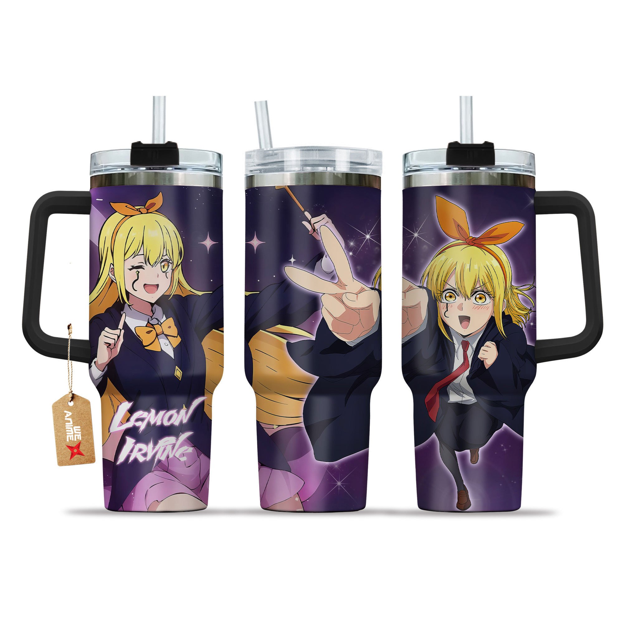 Lemon Irvine Lemon Irvine Anime Custom Stanley Quencher 40oz Stainless Steel Tumbler With Handle