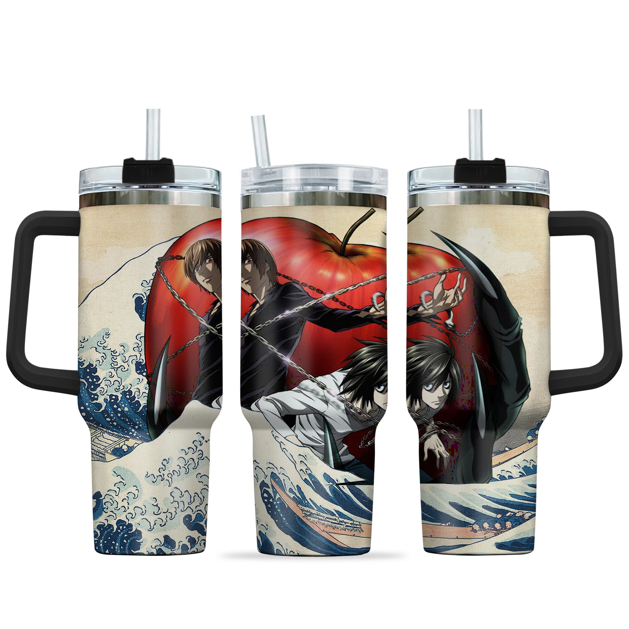 Light Yagami x L Lawliet Death Note Anime Custom Stanley Quencher 40oz Stainless Steel Tumbler With Handle