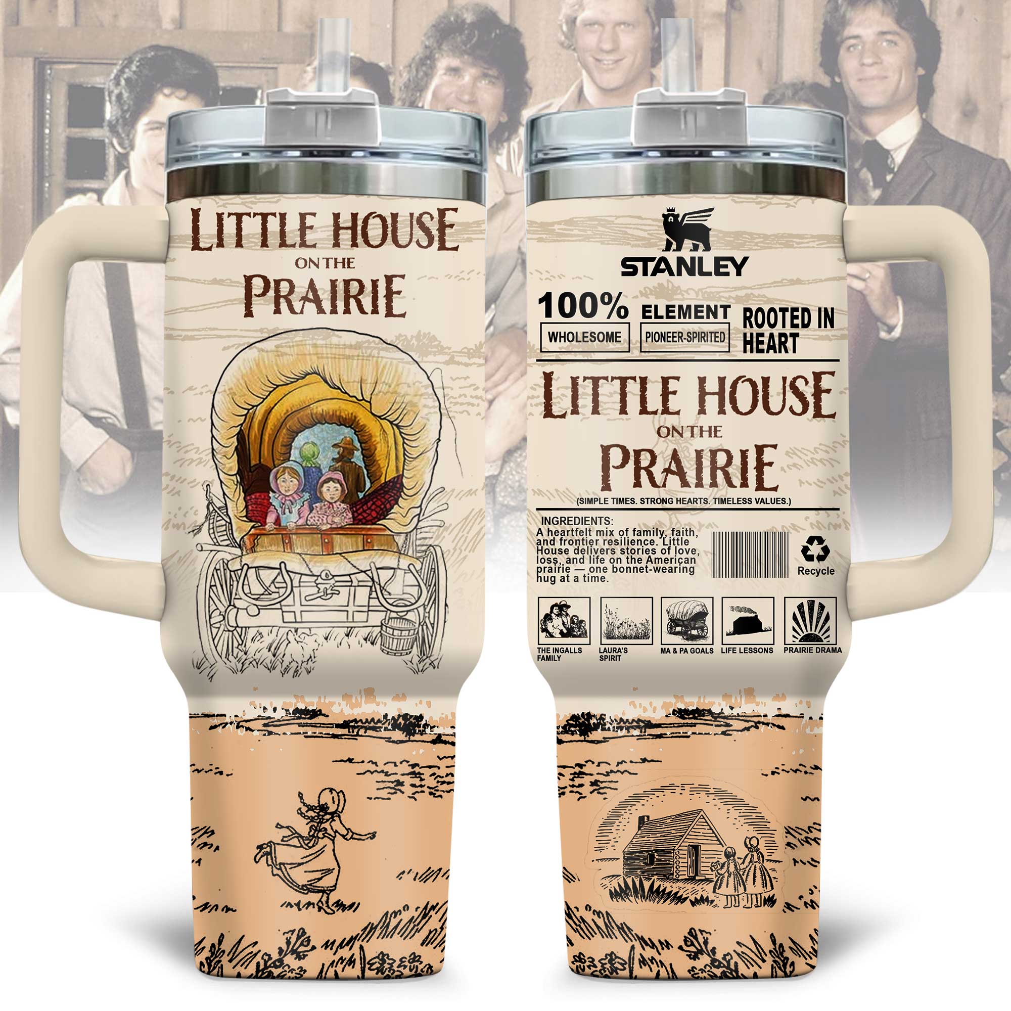 Little House on the Prairie TV Series Custom Stanley Quencher 40oz Stainless Steel Tumbler With Handle
