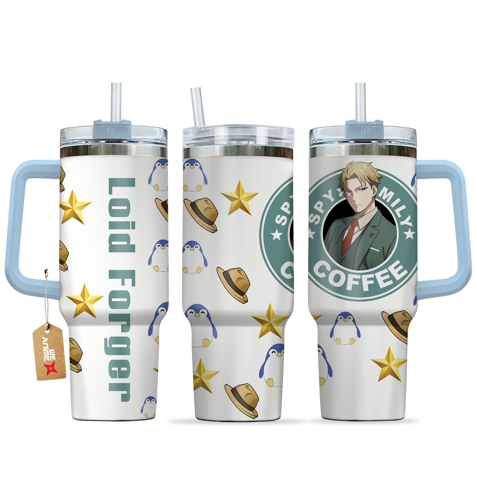 Loid Forger Spy x Family Anime Custom Stanley Quencher 40oz Stainless Steel Tumbler With Handle