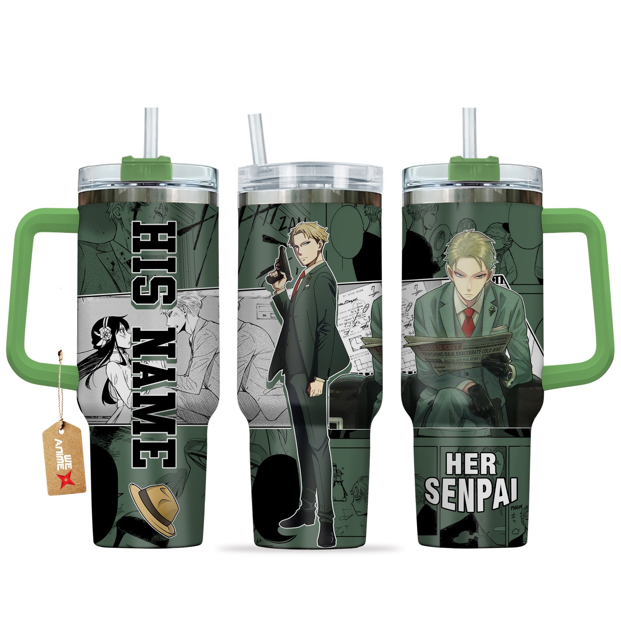 Loid Forger Spy x Family Anime Custom Stanley Quencher 40oz Stainless Steel Tumbler With Handle