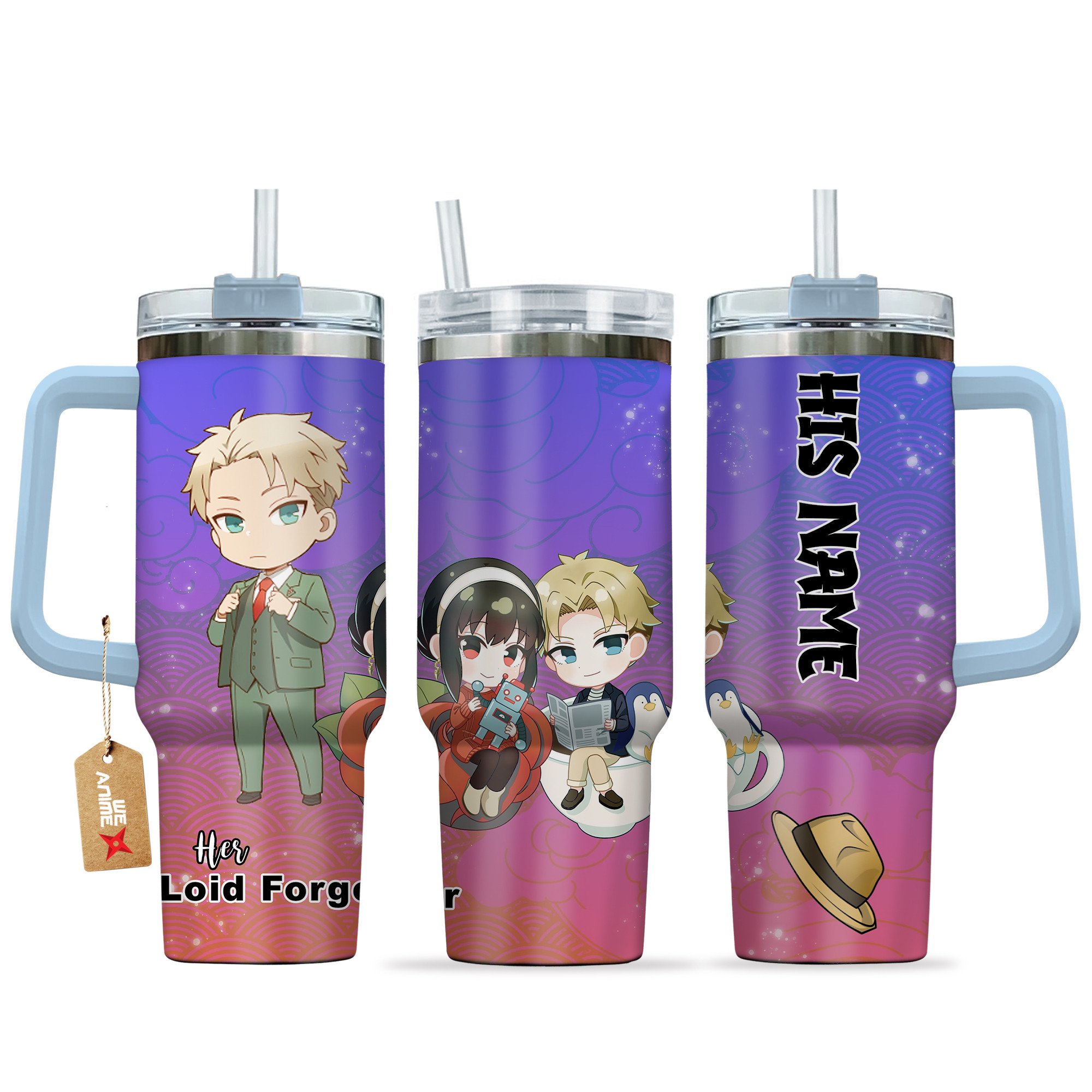 Loid Forger Spy x Family Anime Valentine Custom Stanley Quencher 40oz Stainless Steel Tumbler With Handle