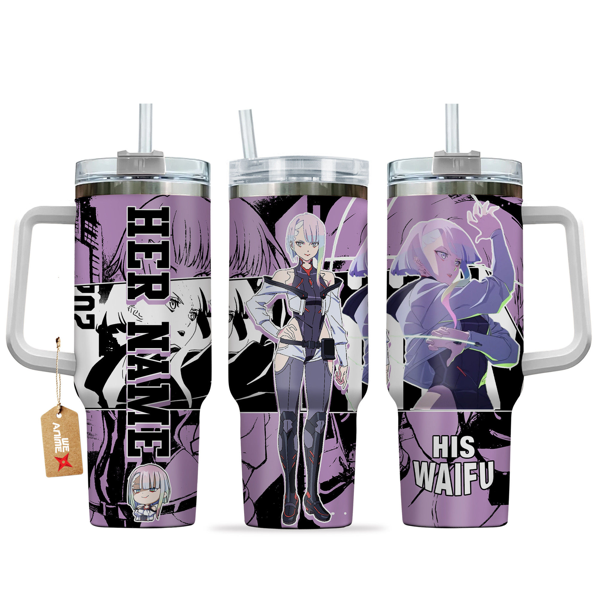 Lucyna Kushinada Cyberpunk Anime Custom Stanley Quencher 40oz Stainless Steel Tumbler With Handle