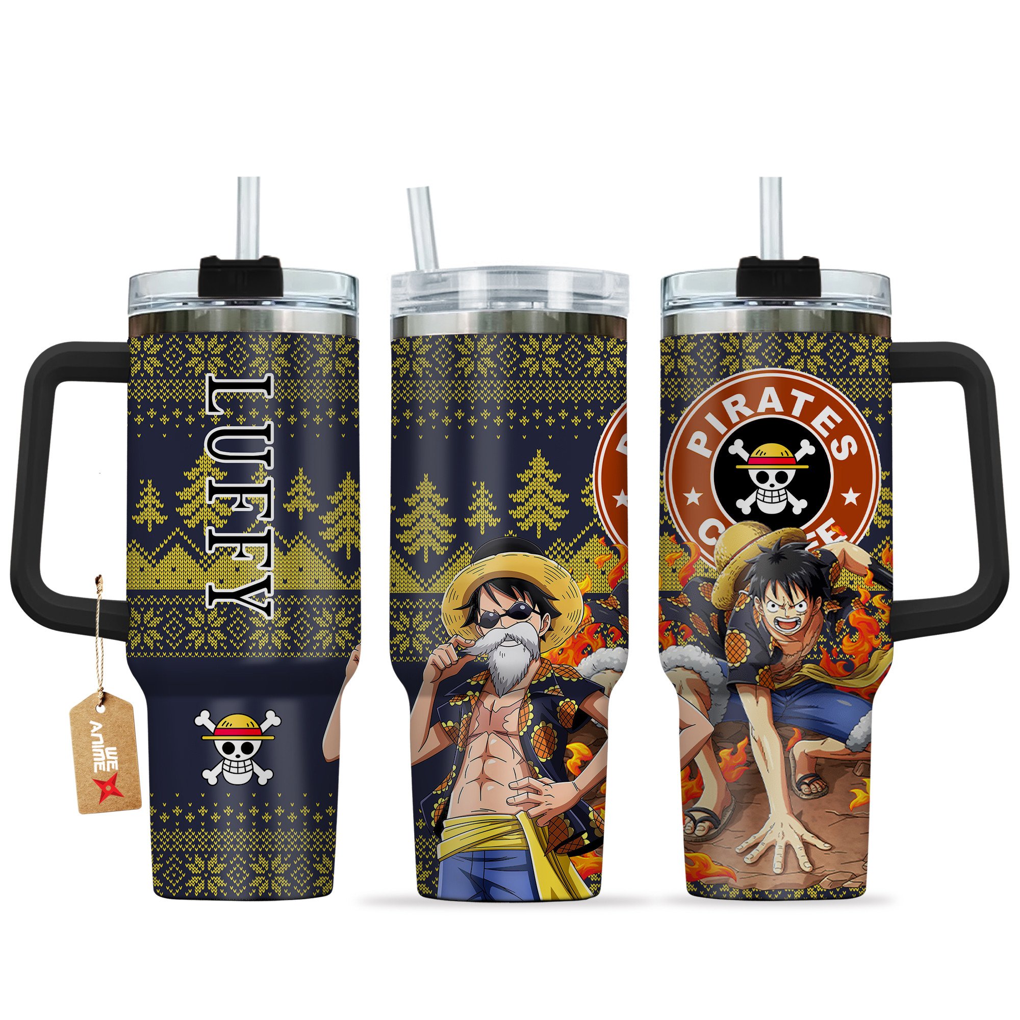 Luffy Dressrosa Arc One Piece Anime Custom Stanley Quencher 40oz Stainless Steel Tumbler With Handle