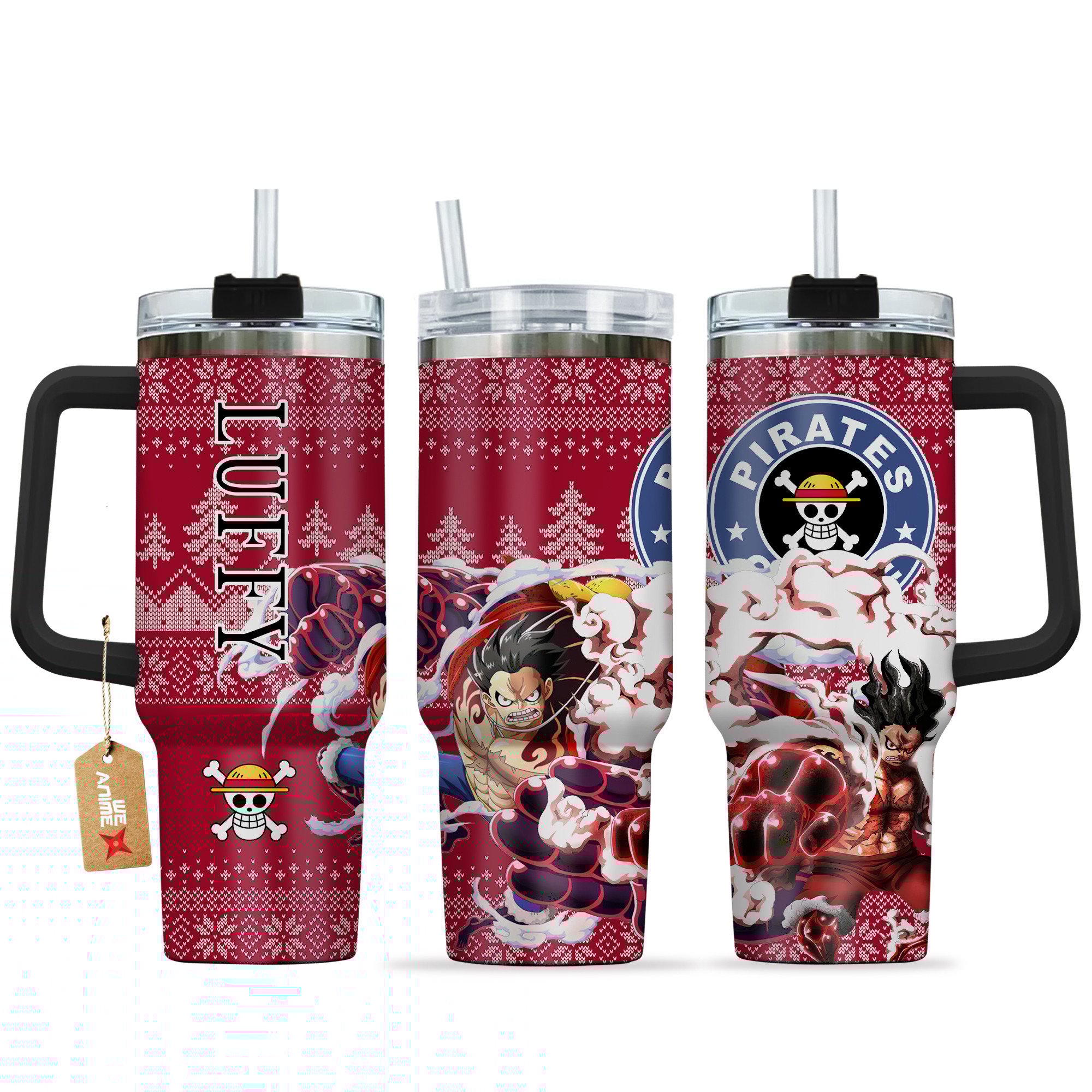 Luffy Gear 4 One Piece Anime Custom Stanley Quencher 40oz Stainless Steel Tumbler With Handle