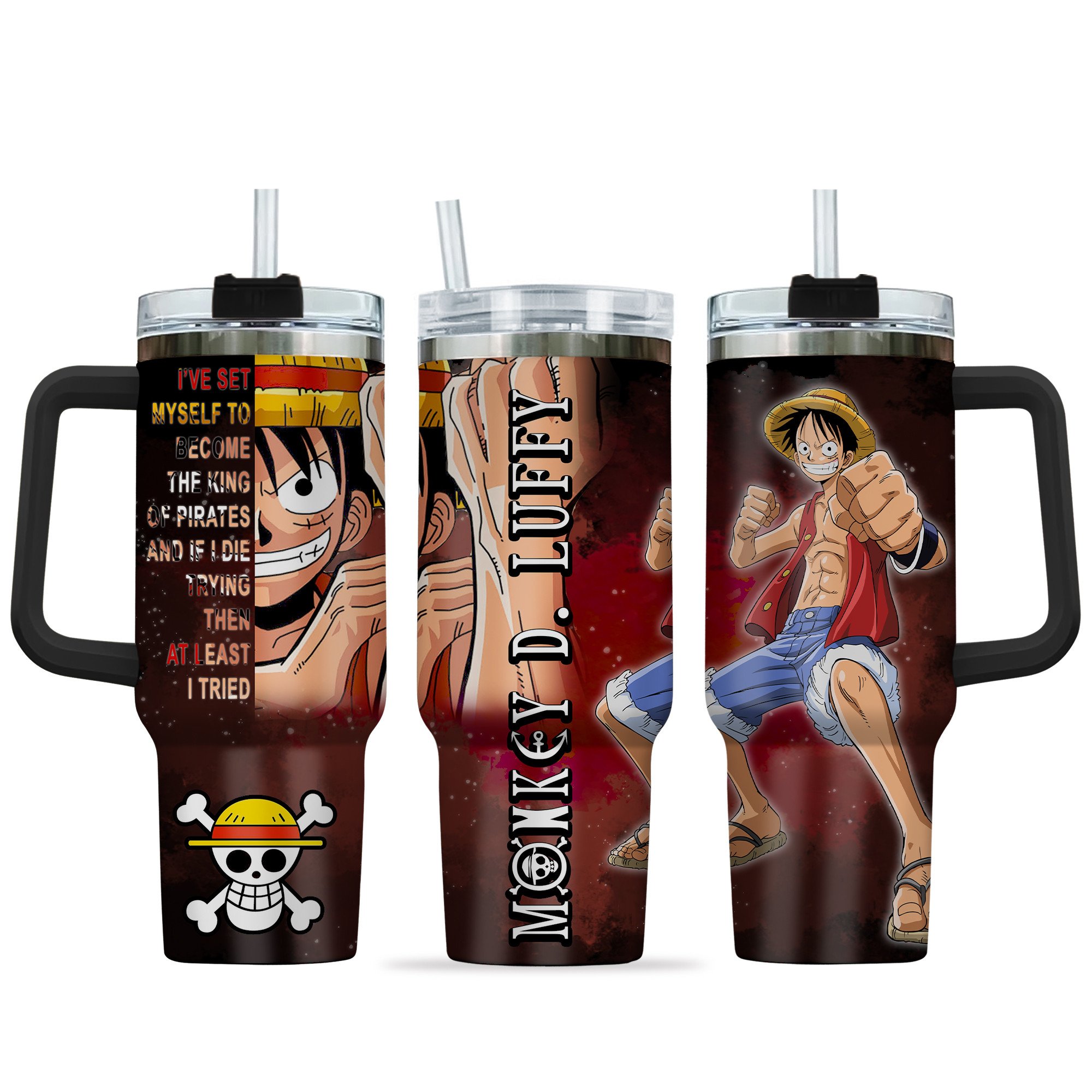 Luffy One Piece Anime Custom Stanley Quencher 40oz Stainless Steel Tumbler With Handle