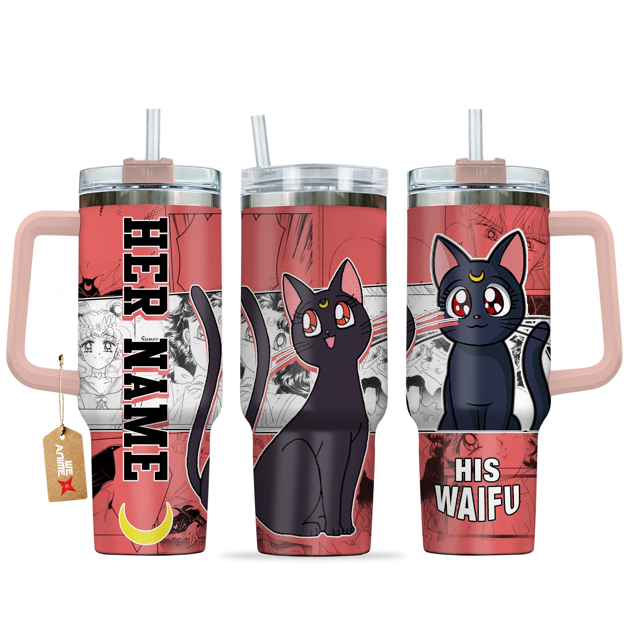 Luna Sailor Moon Anime Custom Stanley Quencher 40oz Stainless Steel Tumbler With Handle