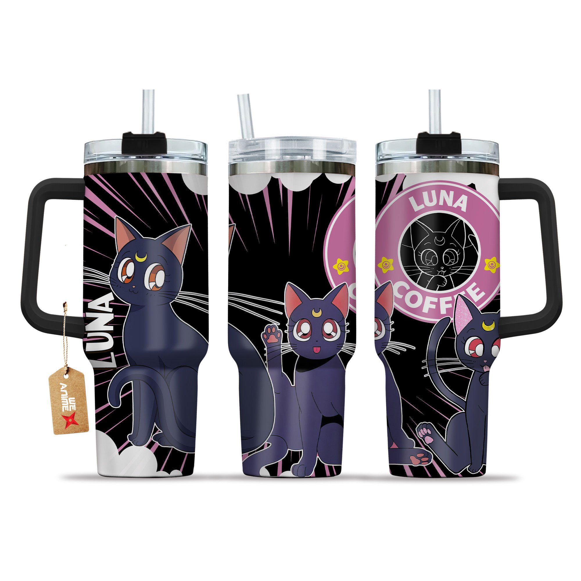 Luna Sailor Moon Anime Custom Stanley Quencher 40oz Stainless Steel Tumbler With Handle
