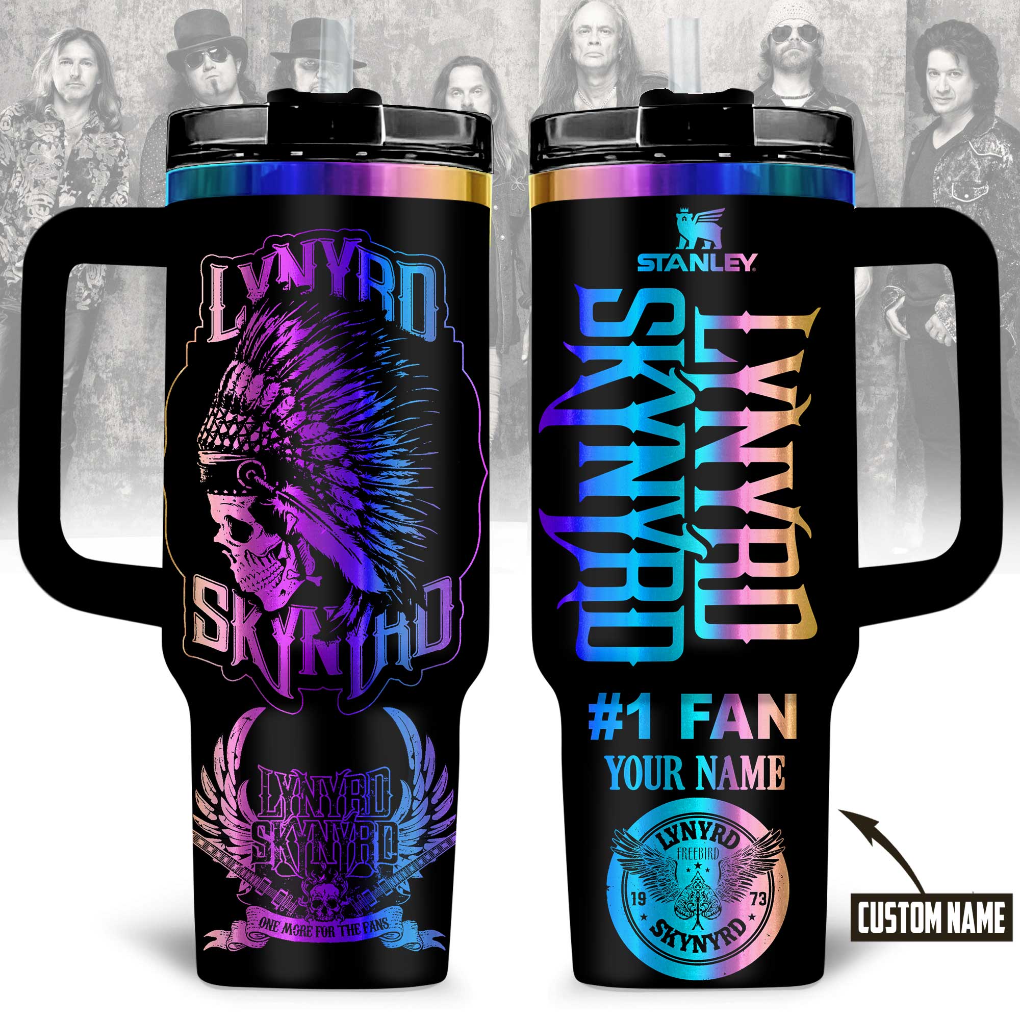 Lynyrd Skynyrd Music Custom Stanley Quencher 40oz Stainless Steel Tumbler With Handle