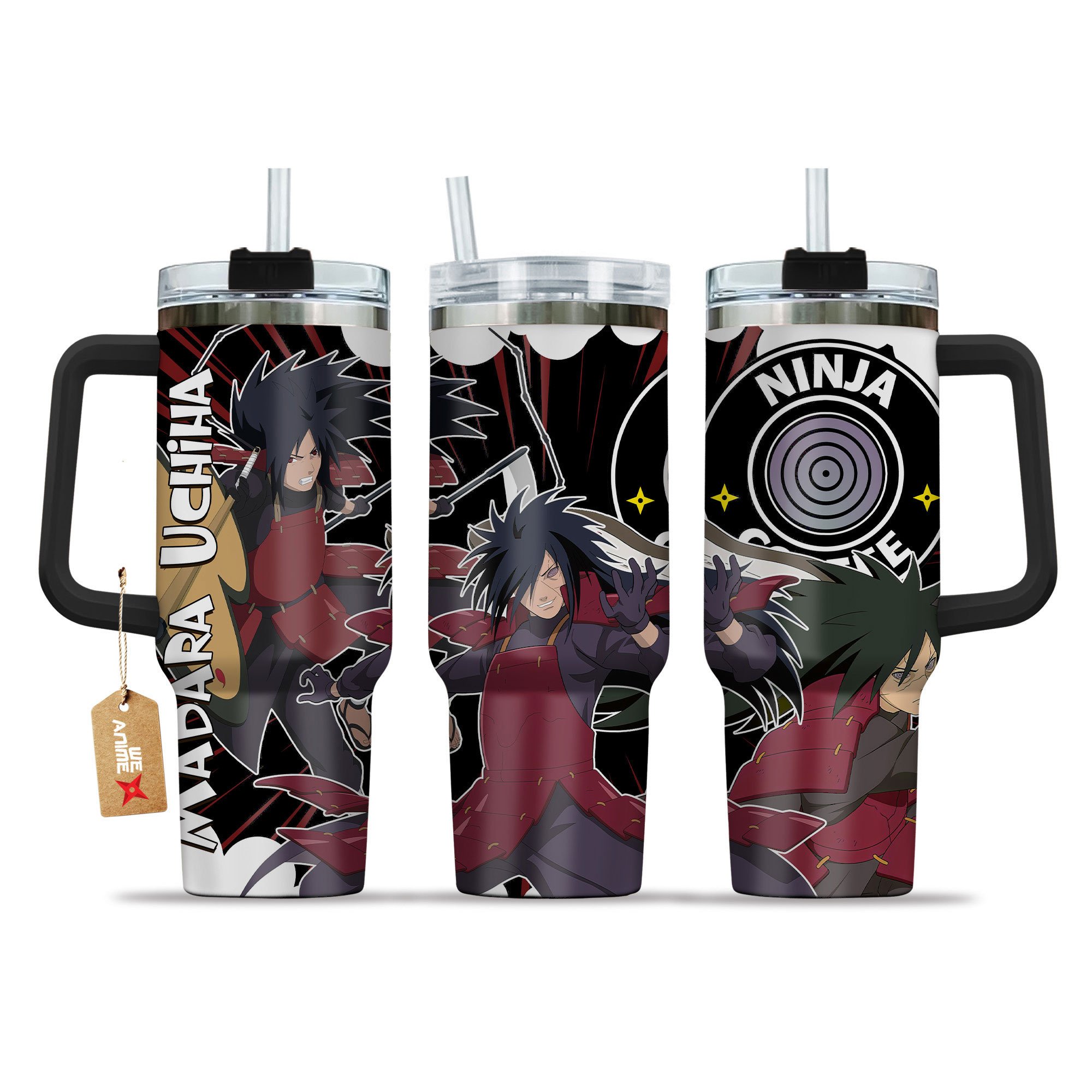 Madara Uchiha Naruto Anime Custom Stanley Quencher 40oz Stainless Steel Tumbler With Handle