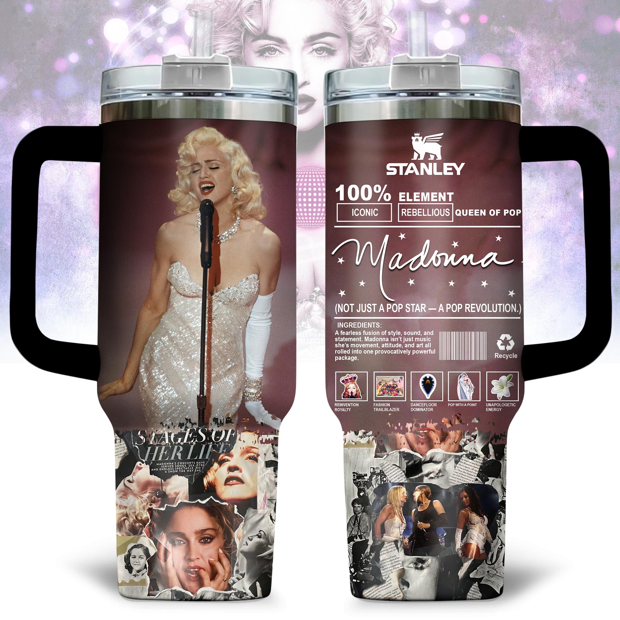 Madonna Music Custom Stanley Quencher 40oz Stainless Steel Tumbler With Handle