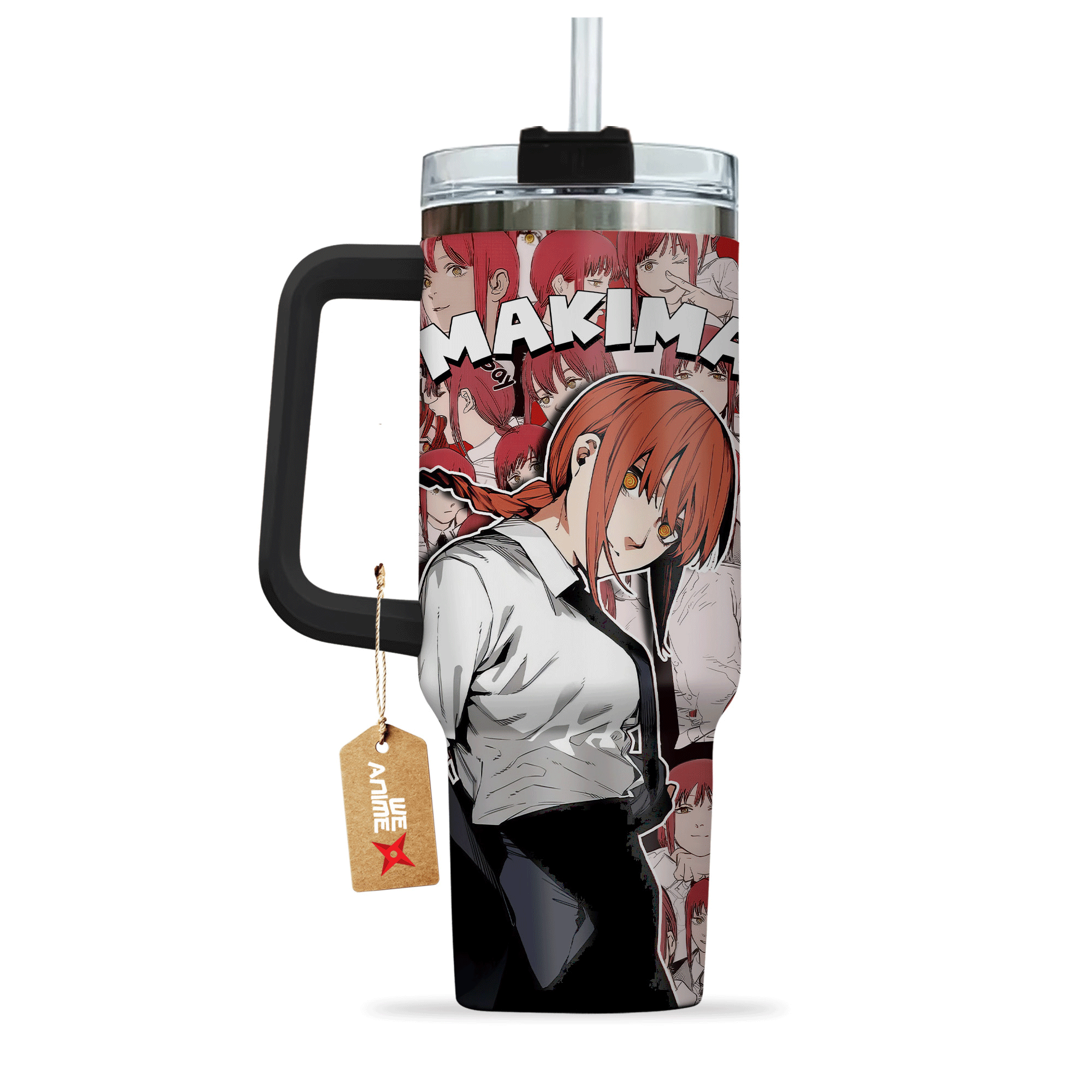 Makima Chainsaw Man Anime Custom Stanley Quencher 40oz Stainless Steel Tumbler With Handle