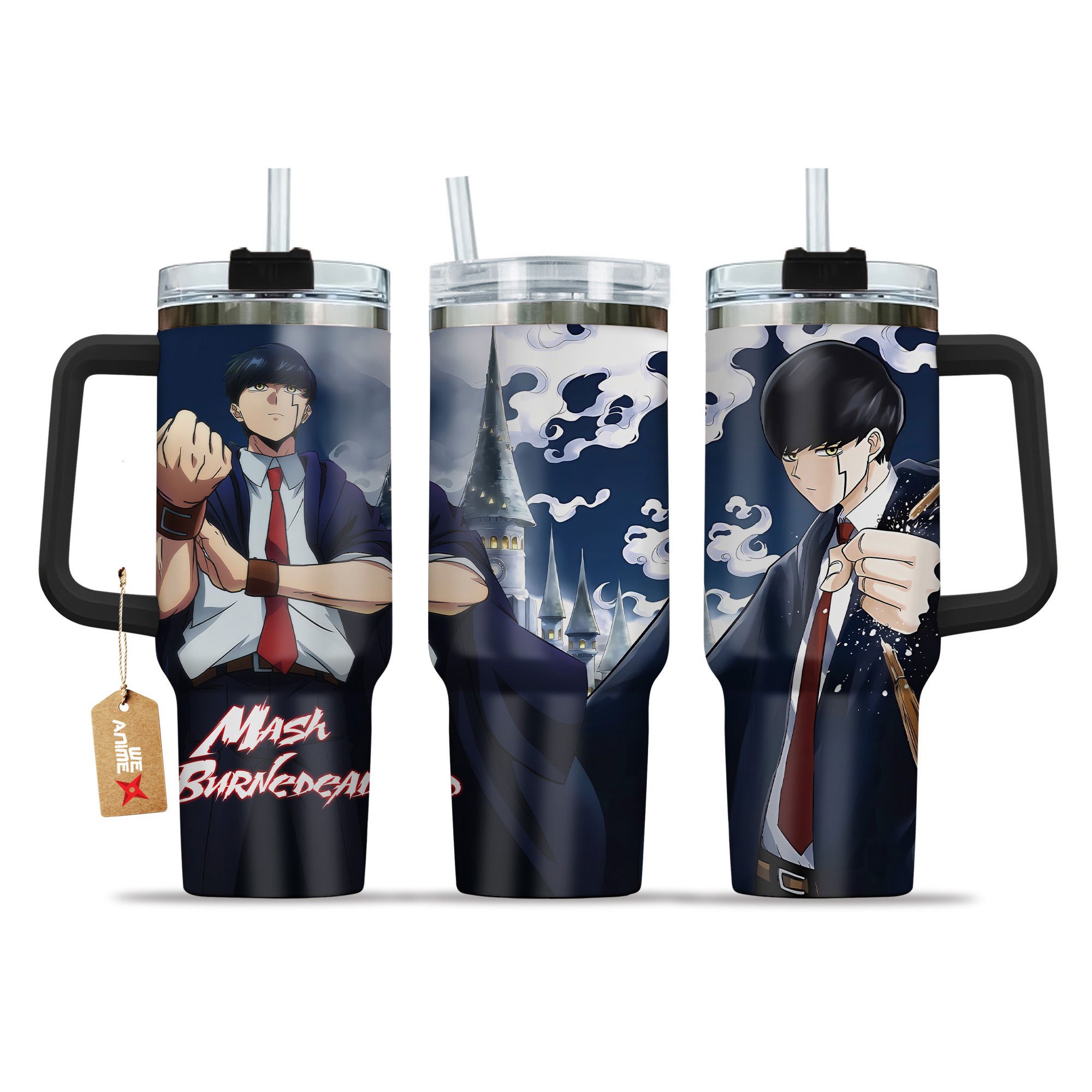 Mash Burnedead Mashle Anime Custom Stanley Quencher 40oz Stainless Steel Tumbler With Handle