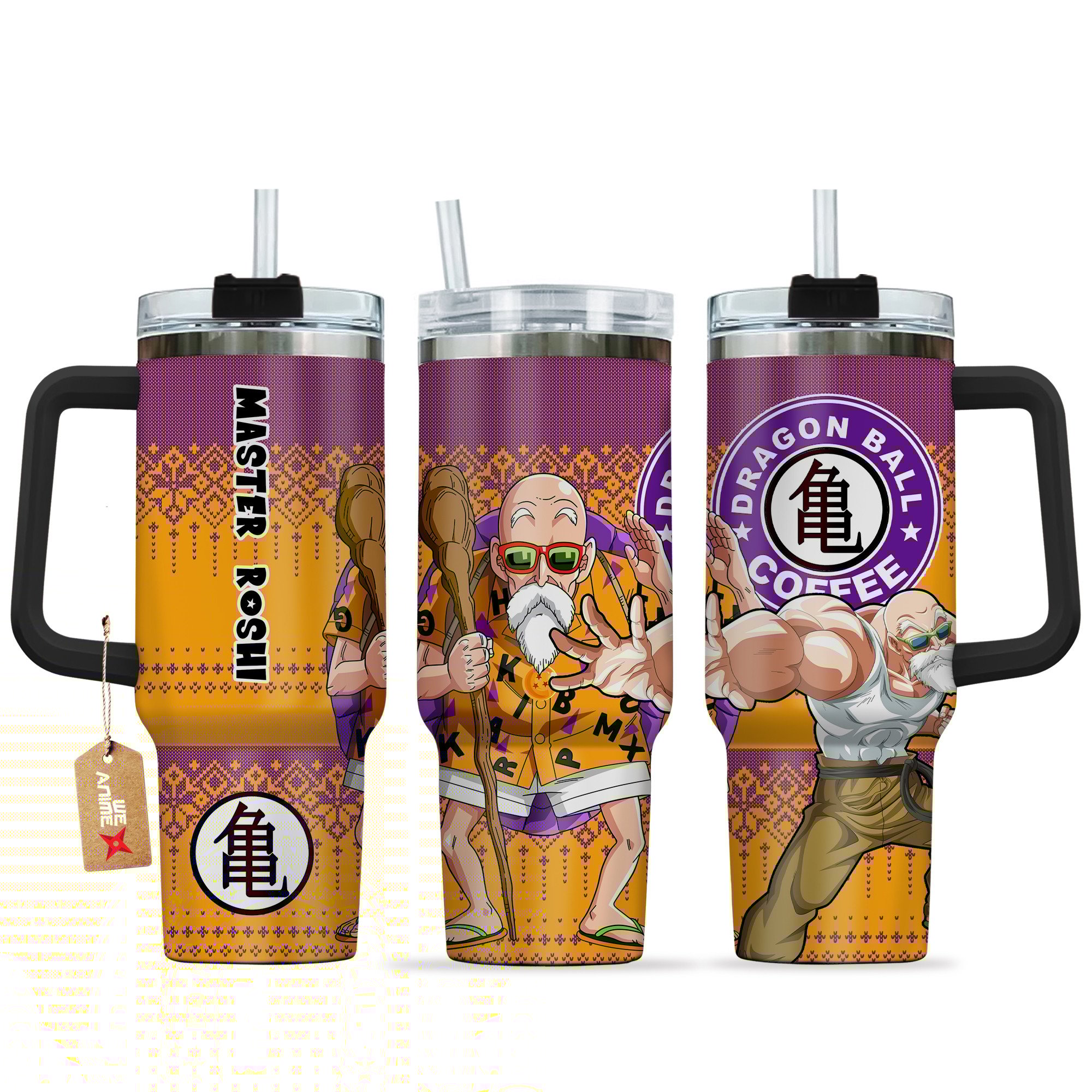 Master Roshi Dragon Ball Z Anime Custom Stanley Quencher 40oz Stainless Steel Tumbler With Handle