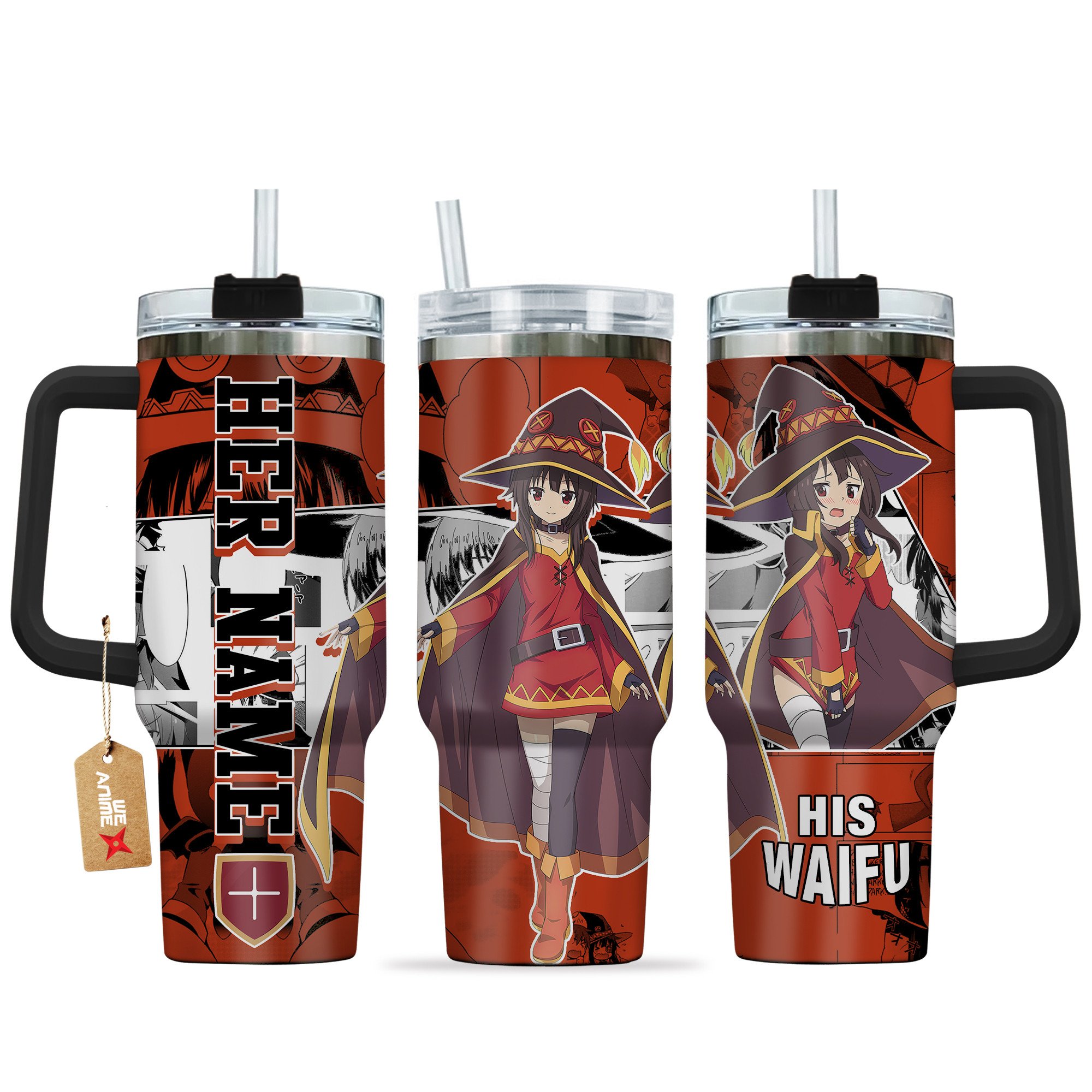 Megumin Konosuba Anime Custom Stanley Quencher 40oz Stainless Steel Tumbler With Handle