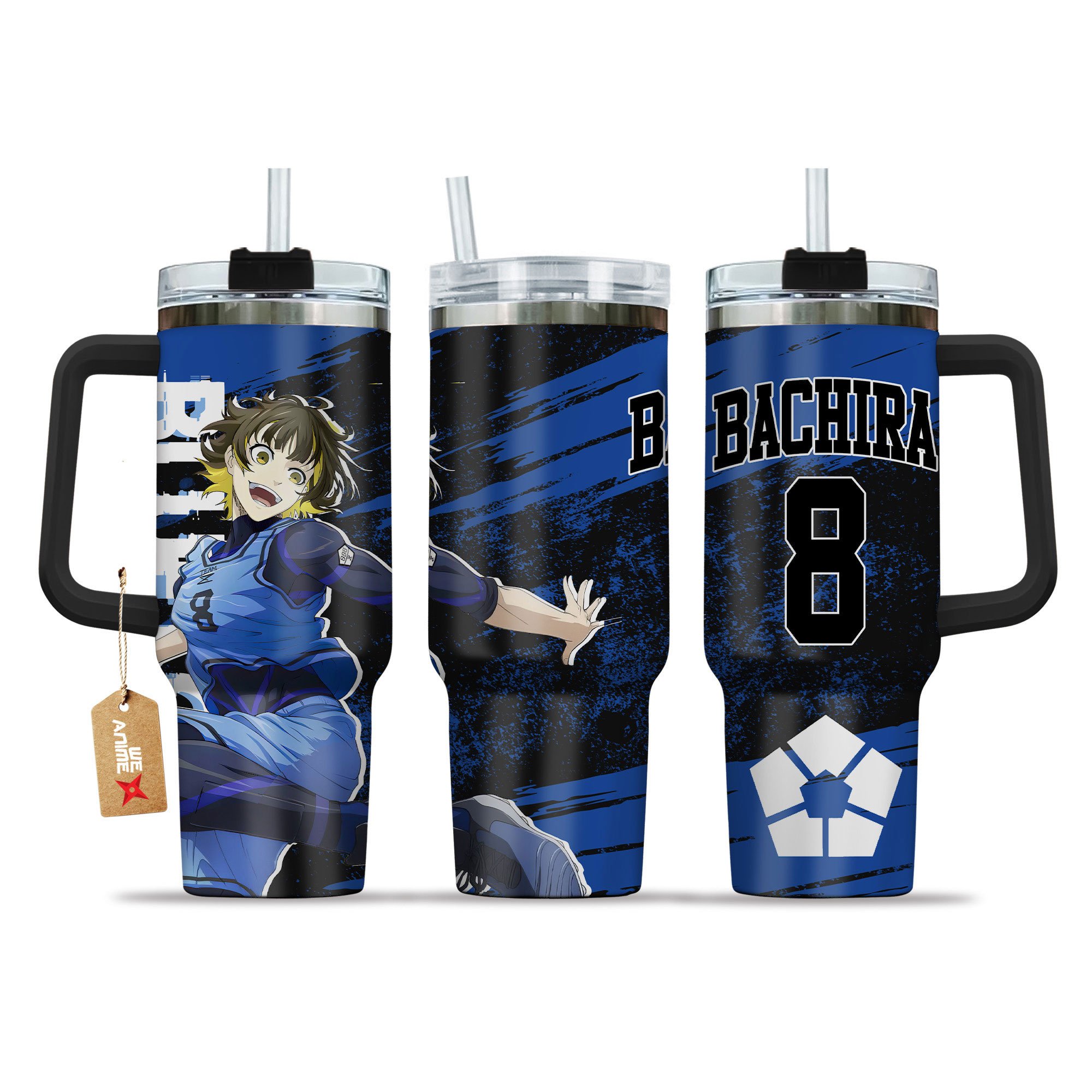 Meguru Bachira 8 Blue Lock Anime Custom Stanley Quencher 40oz Stainless Steel Tumbler With Handle