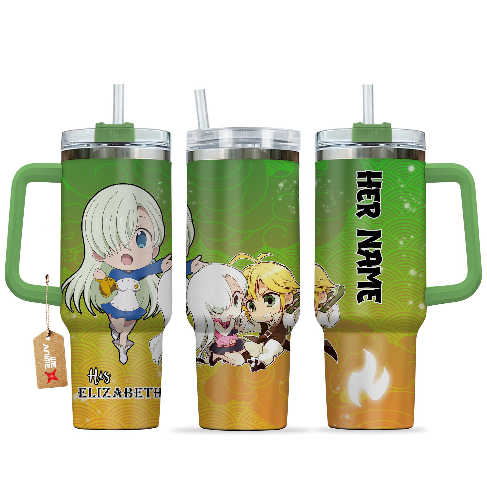 Meliodas & Elizabeth The Seven Deadly Sins Anime Valentine Custom Stanley Quencher 40oz Stainless Steel Tumbler With Handle