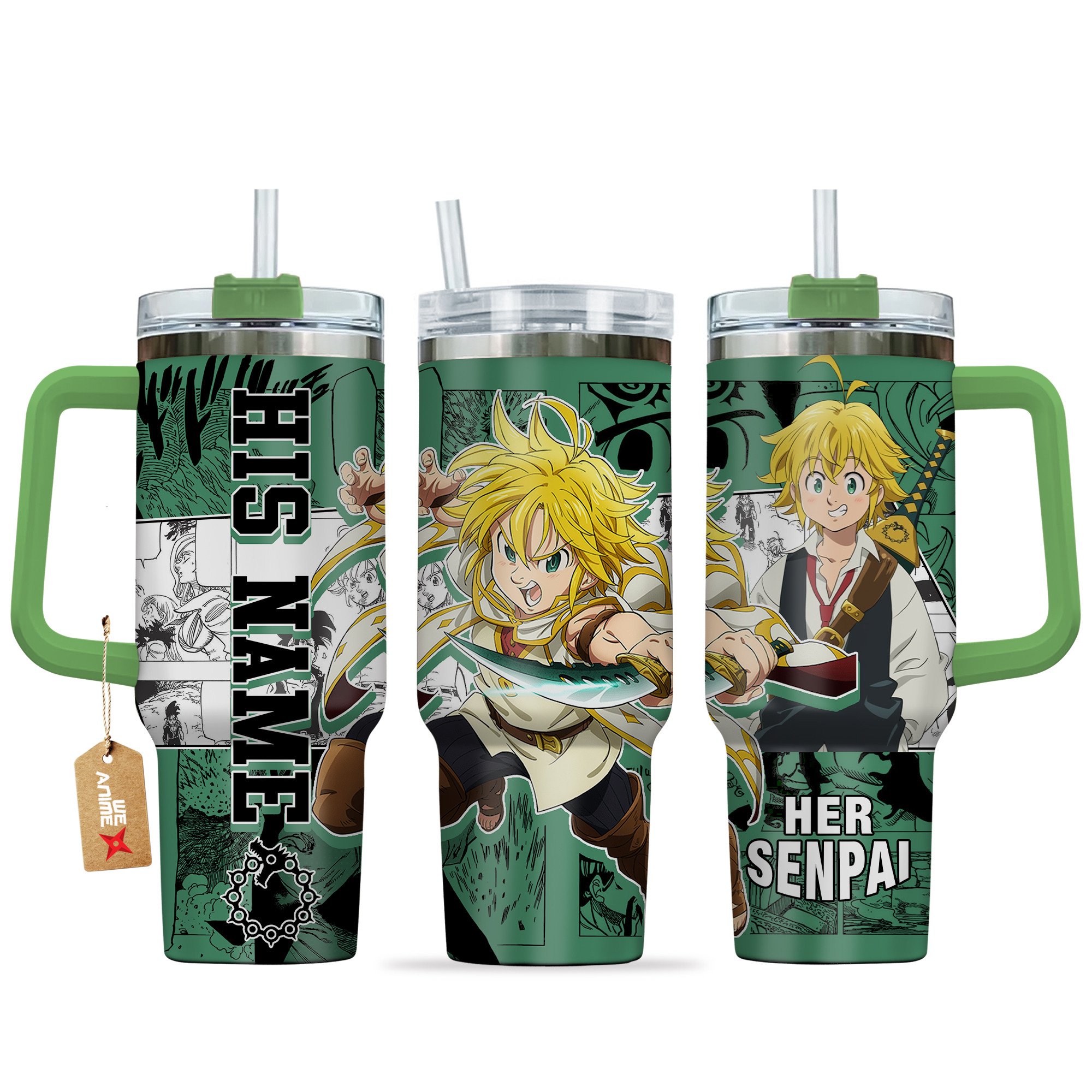 Meliodas The Seven Deadly Sins Anime Custom Stanley Quencher 40oz Stainless Steel Tumbler With Handle