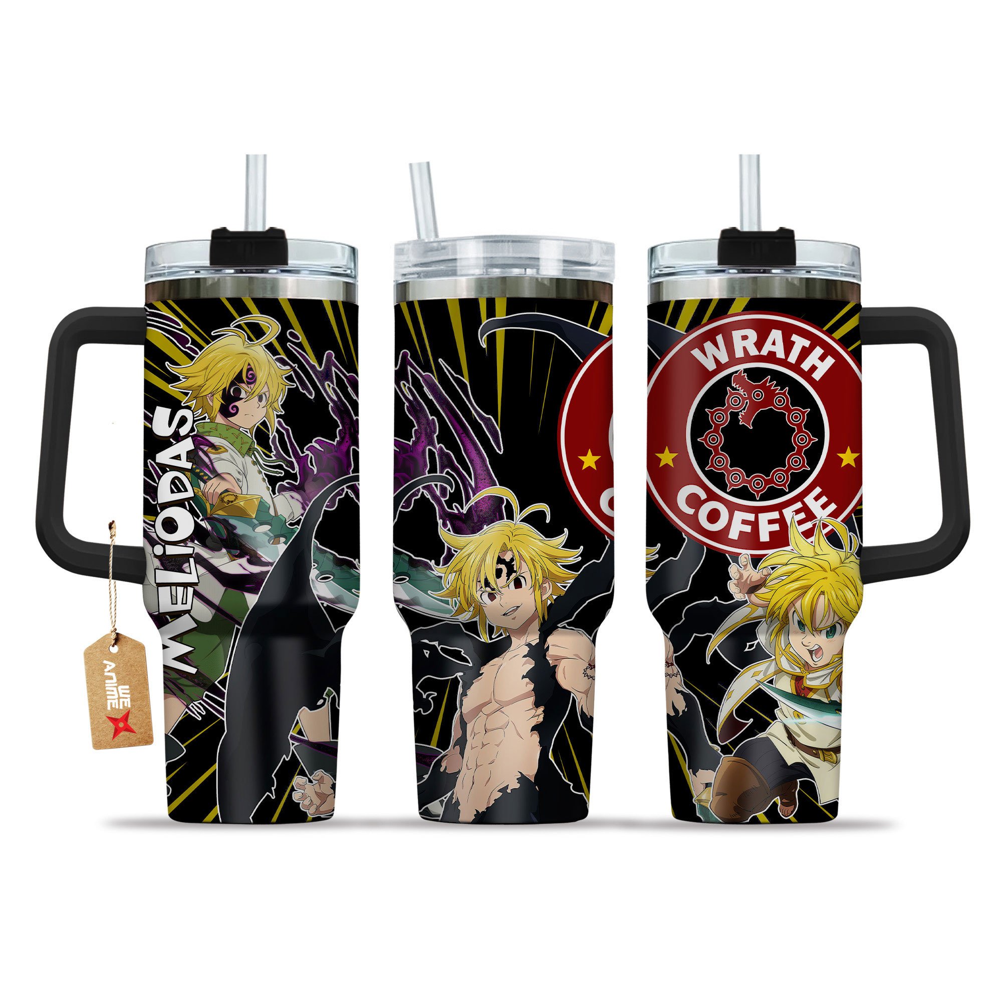 Meliodas The Seven Deadly Sins Anime Custom Stanley Quencher 40oz Stainless Steel Tumbler With Handle