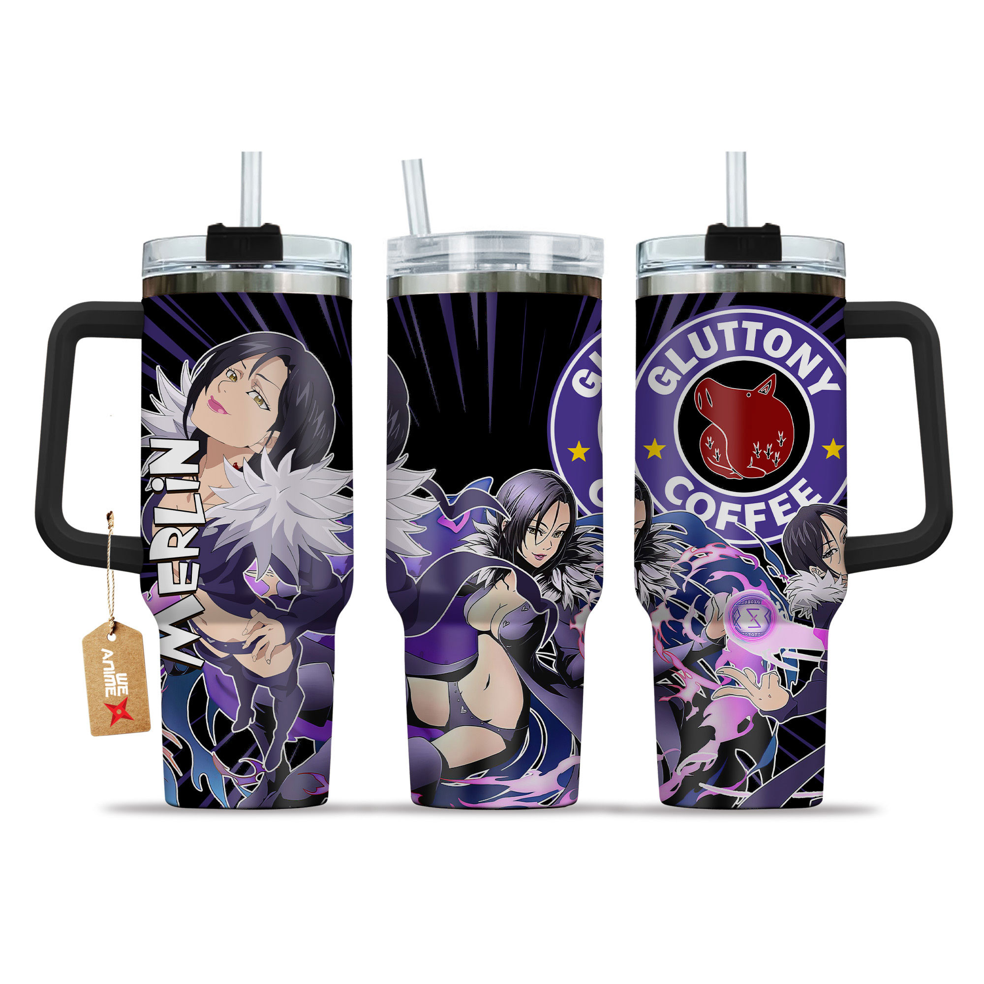 Merlin Nanatsu No Taizai Anime Custom Stanley Quencher 40oz Stainless Steel Tumbler With Handle