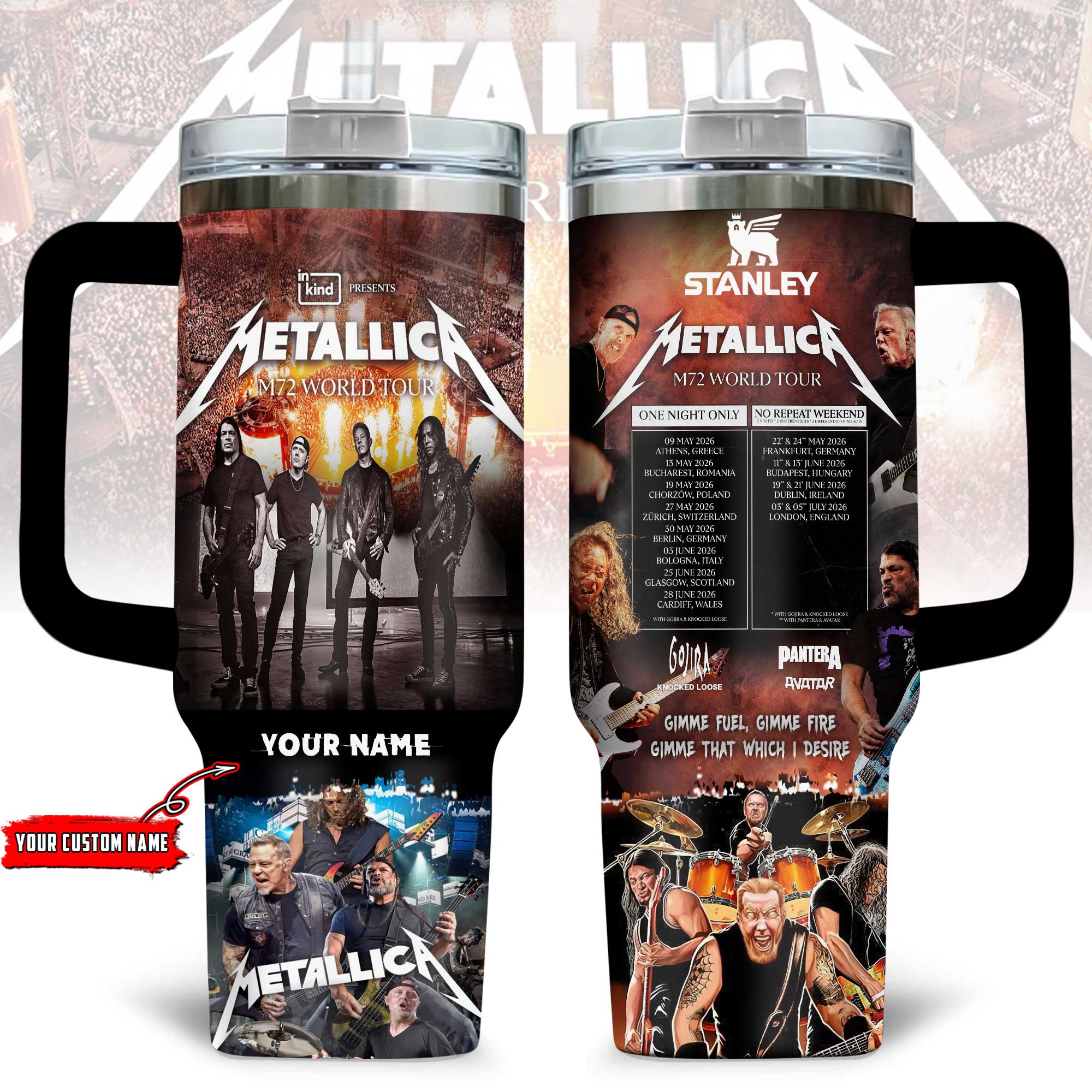 Metallica band Music Custom Stanley Quencher 40oz Stainless Steel Tumbler With Handle