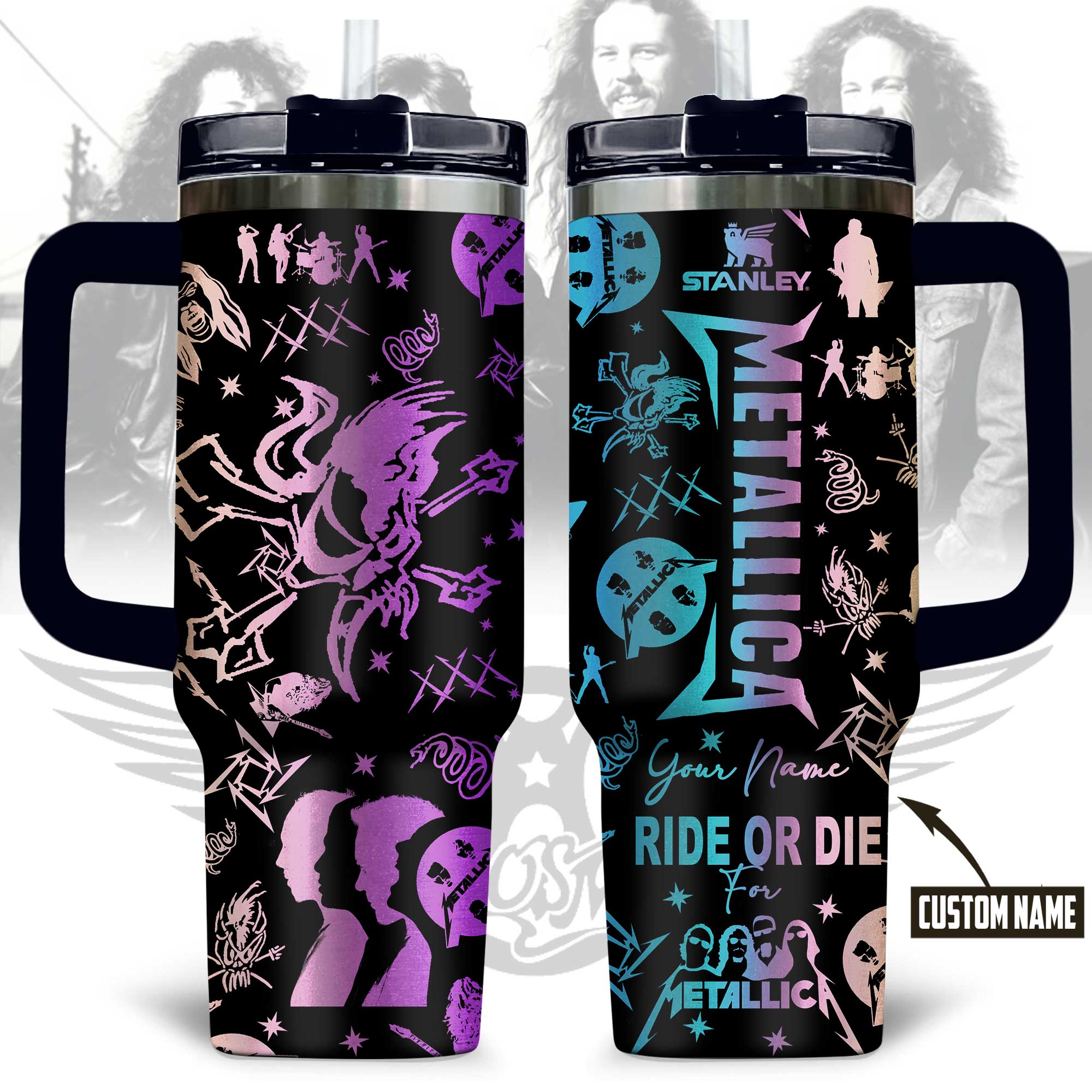 Metallica band Music Custom Stanley Quencher 40oz Stainless Steel Tumbler With Handle