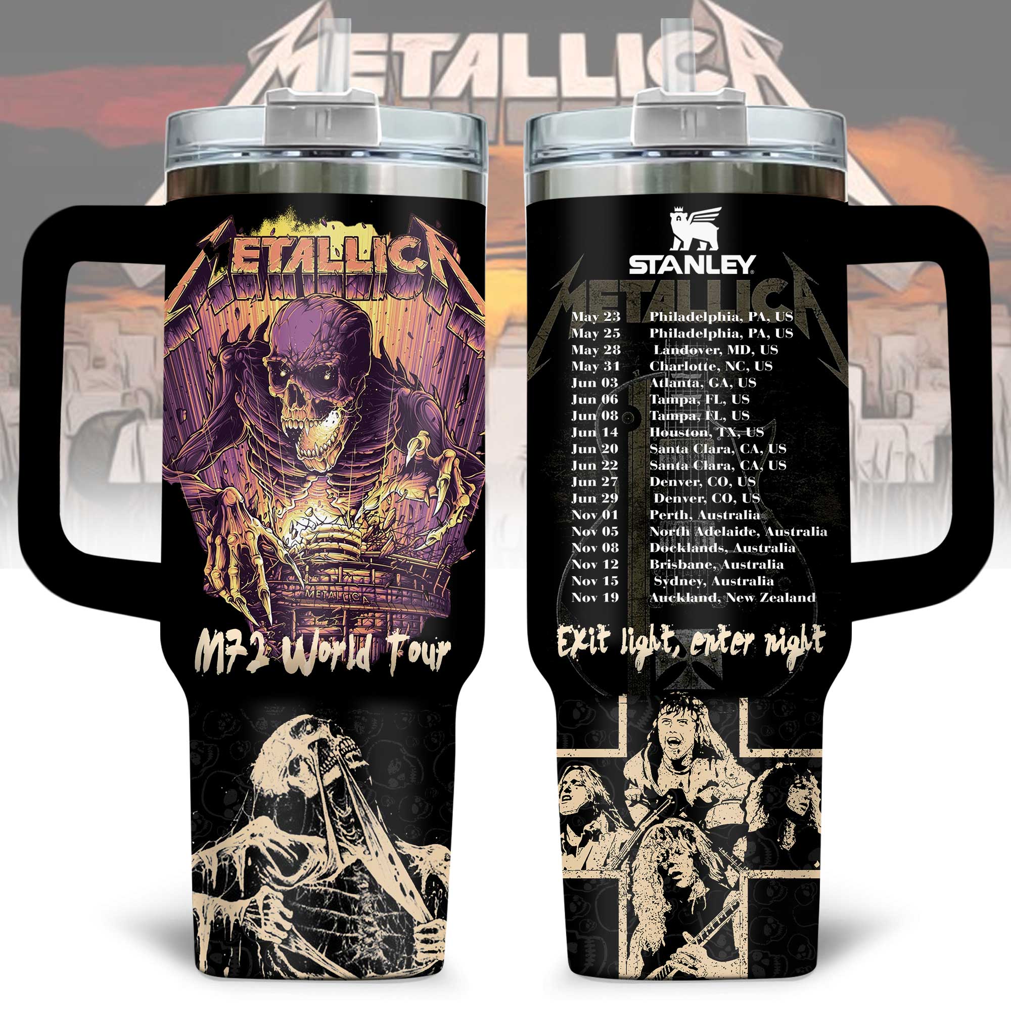 Metallica band Music Custom Stanley Quencher 40oz Stainless Steel Tumbler With Handle