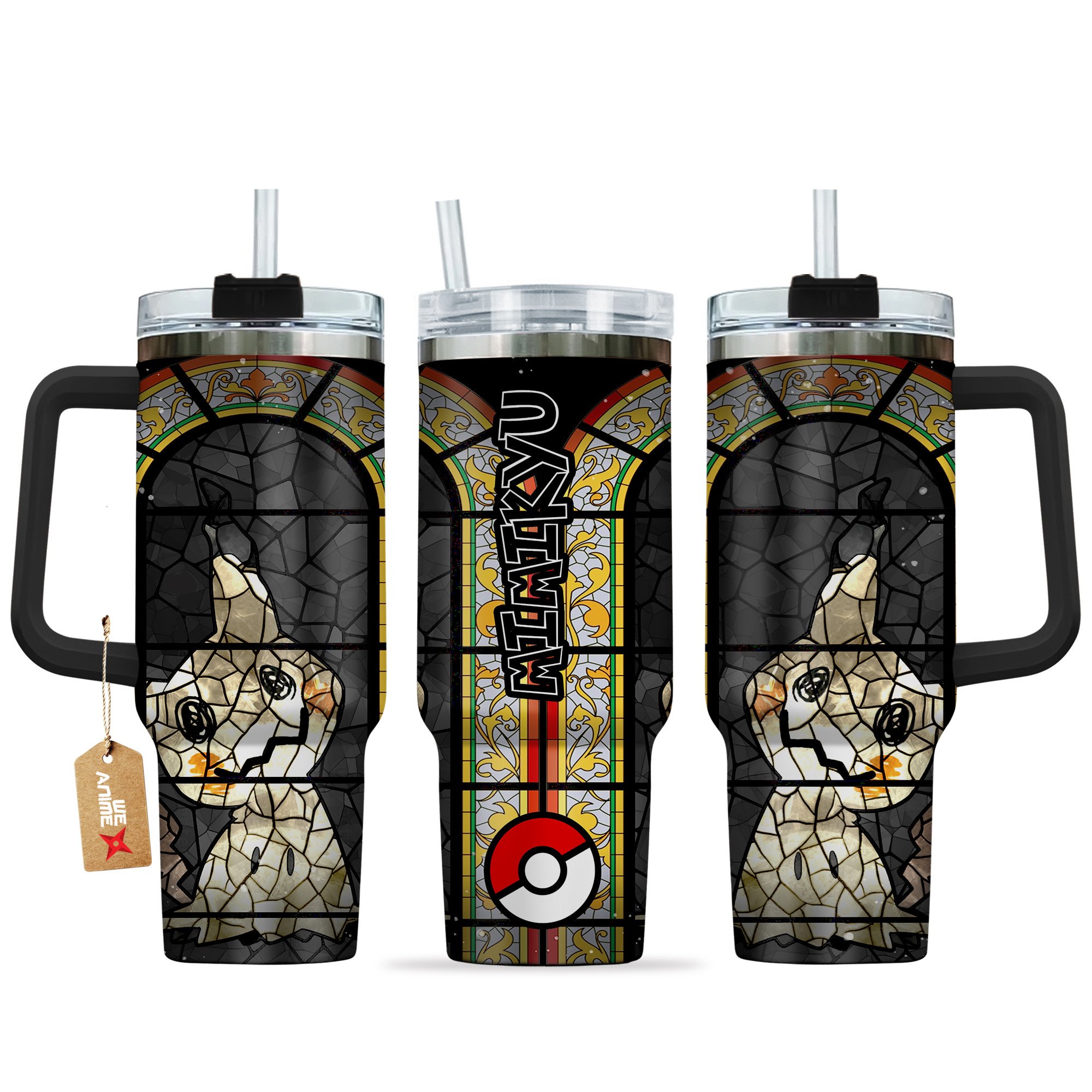 Mimikyu Pokemon Anime Custom Stanley Quencher 40oz Stainless Steel Tumbler With Handle