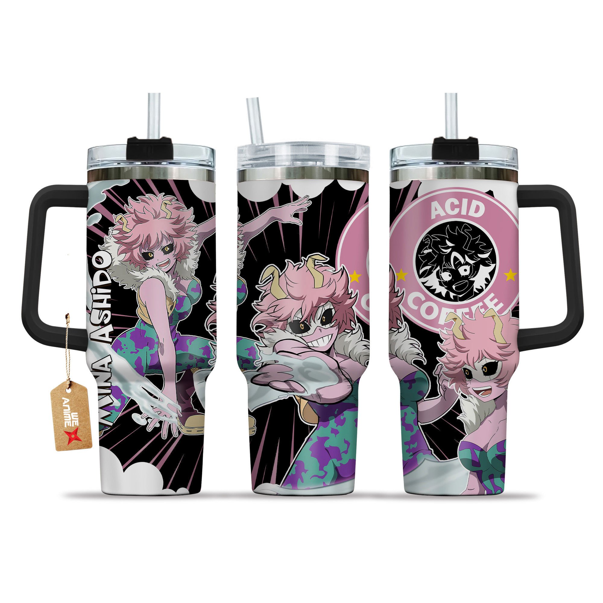 Mina Ashido My Hero Academia Anime Custom Stanley Quencher 40oz Stainless Steel Tumbler With Handle