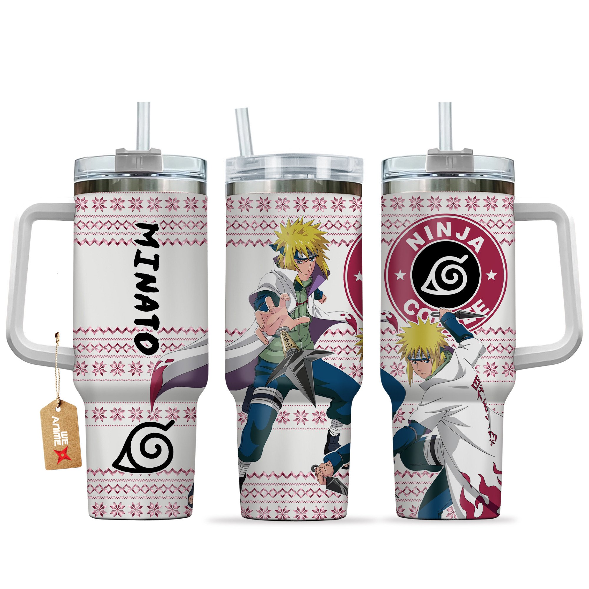 Minato Namikaze Naruto Anime Custom Stanley Quencher 40oz Stainless Steel Tumbler With Handle